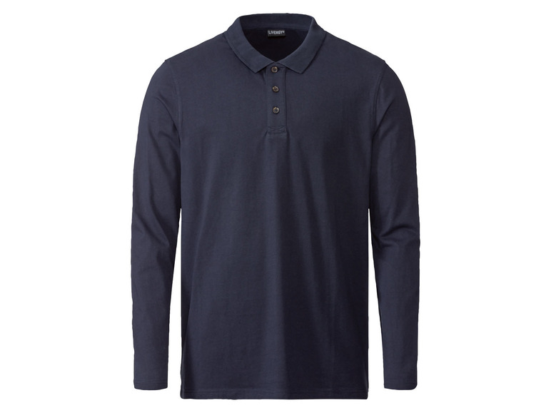 Heren shirt met lange mouwen, nauwsluite (M (48/50), Marineblauw)