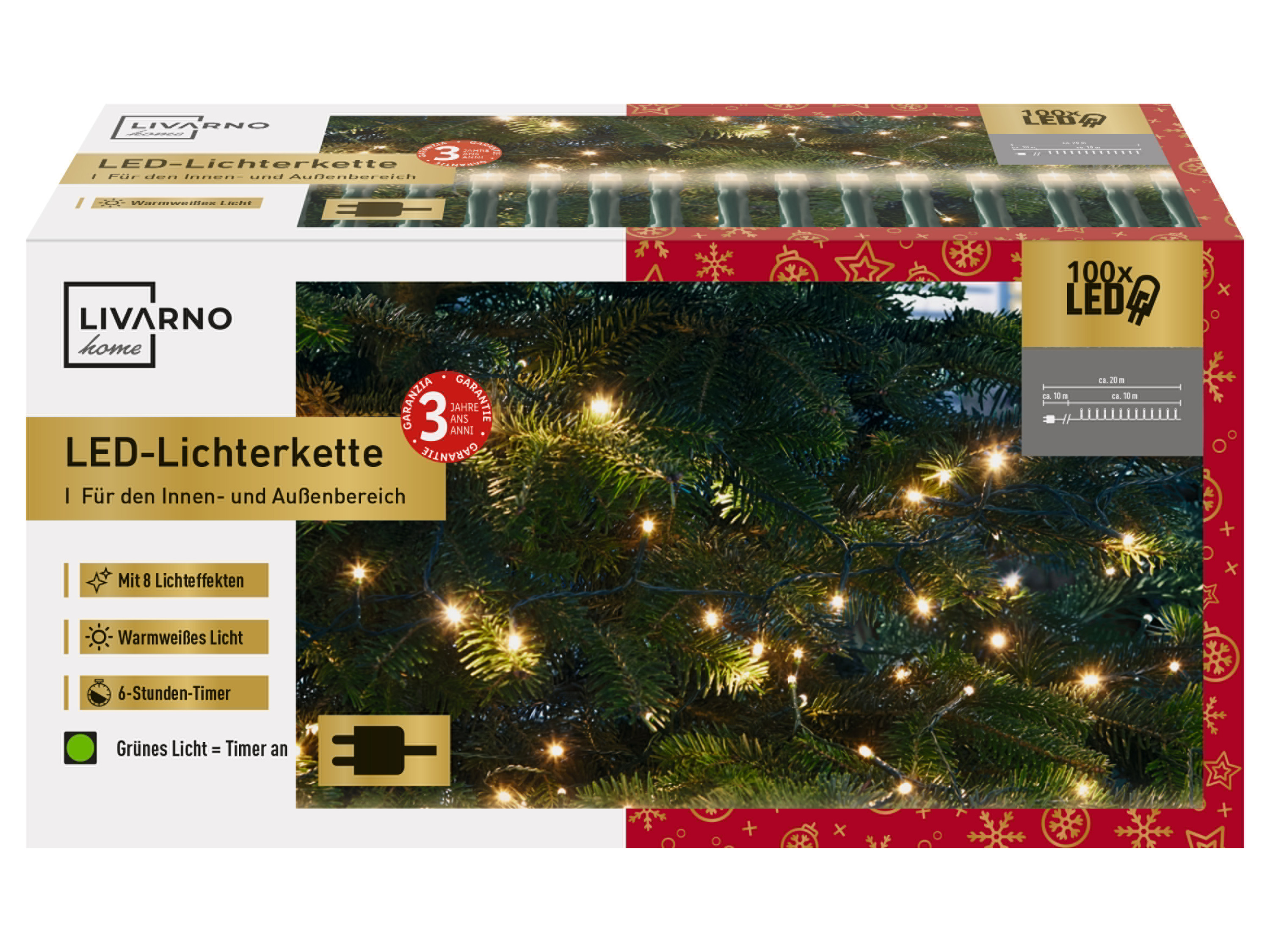 LIVARNO home LED-lichtketting 12 m (Warmwit)