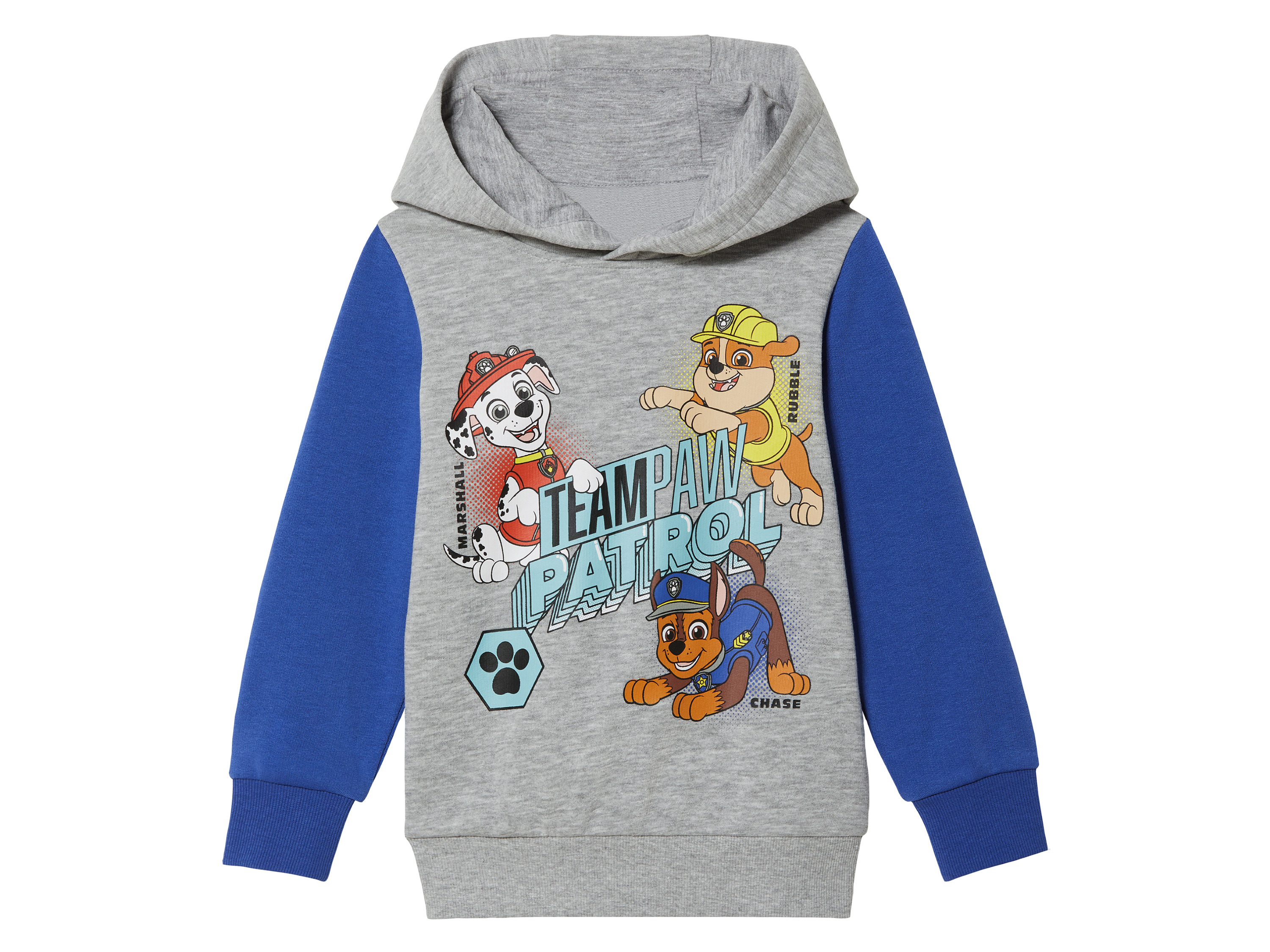 Kinder hoodie (122/128, Grijs/blauw)