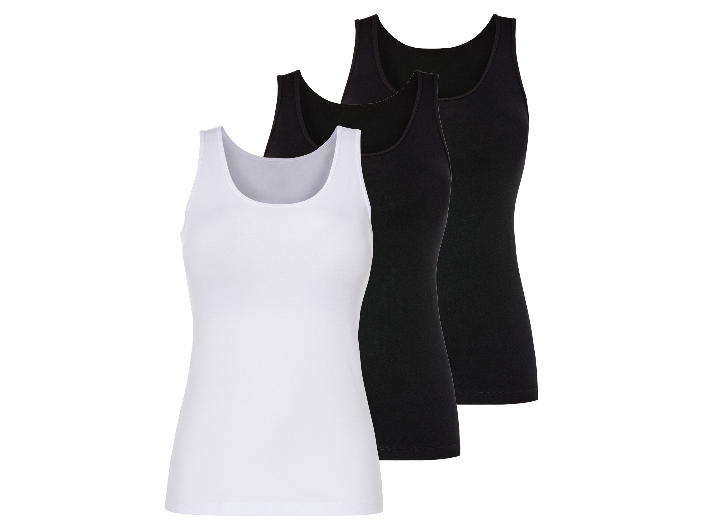 esmara 3 dames onderhemden (M (40/42), Zwart/wit)