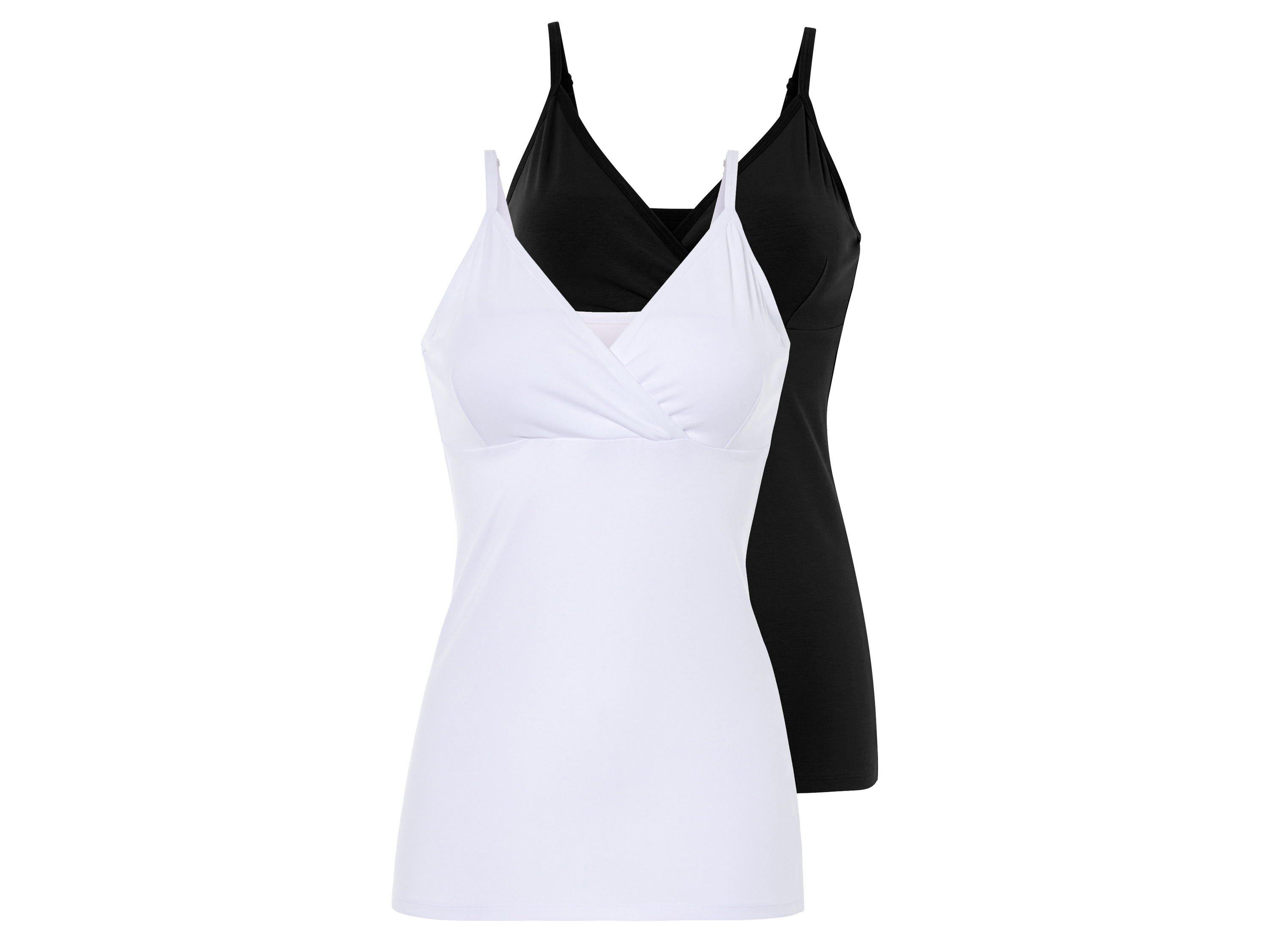 esmara 2 dames voedings-tops (S (36-38), Zwart/wit)