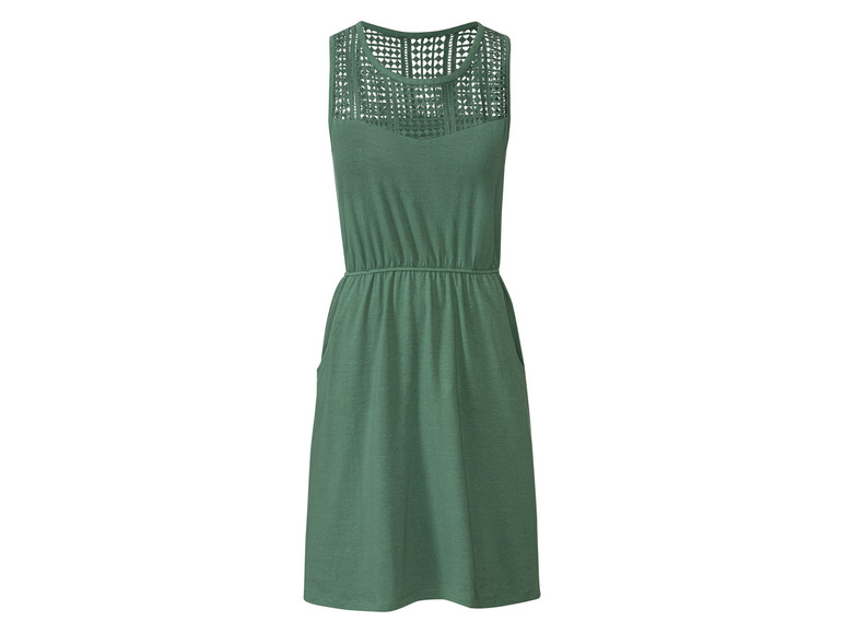 esmara Dames jurk met gehaakt kant (XS (32/34), Groen)