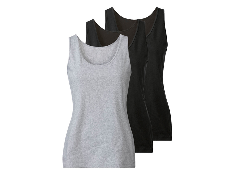 esmara 3 dames onderhemden (M (40/42), Zwart/grijs)