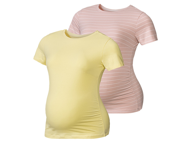esmara 2 dames zwangerschapsshirts (XS (32/34), Geel/roze)