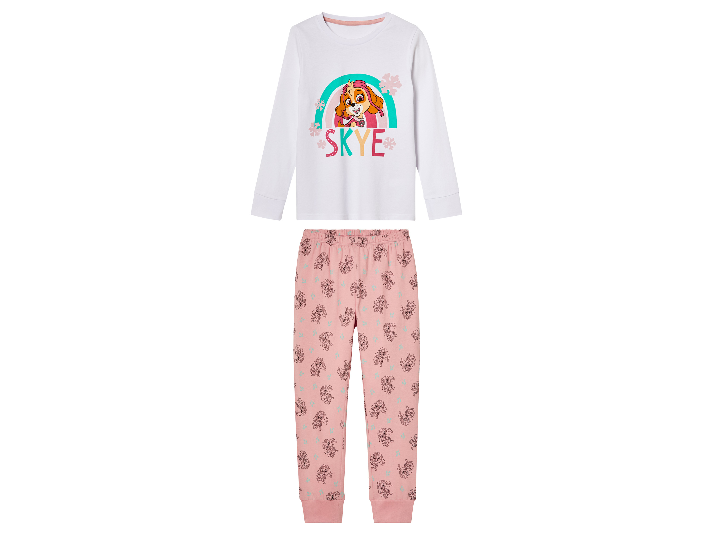 Kinder pyjama (122/128, Wit/roze)