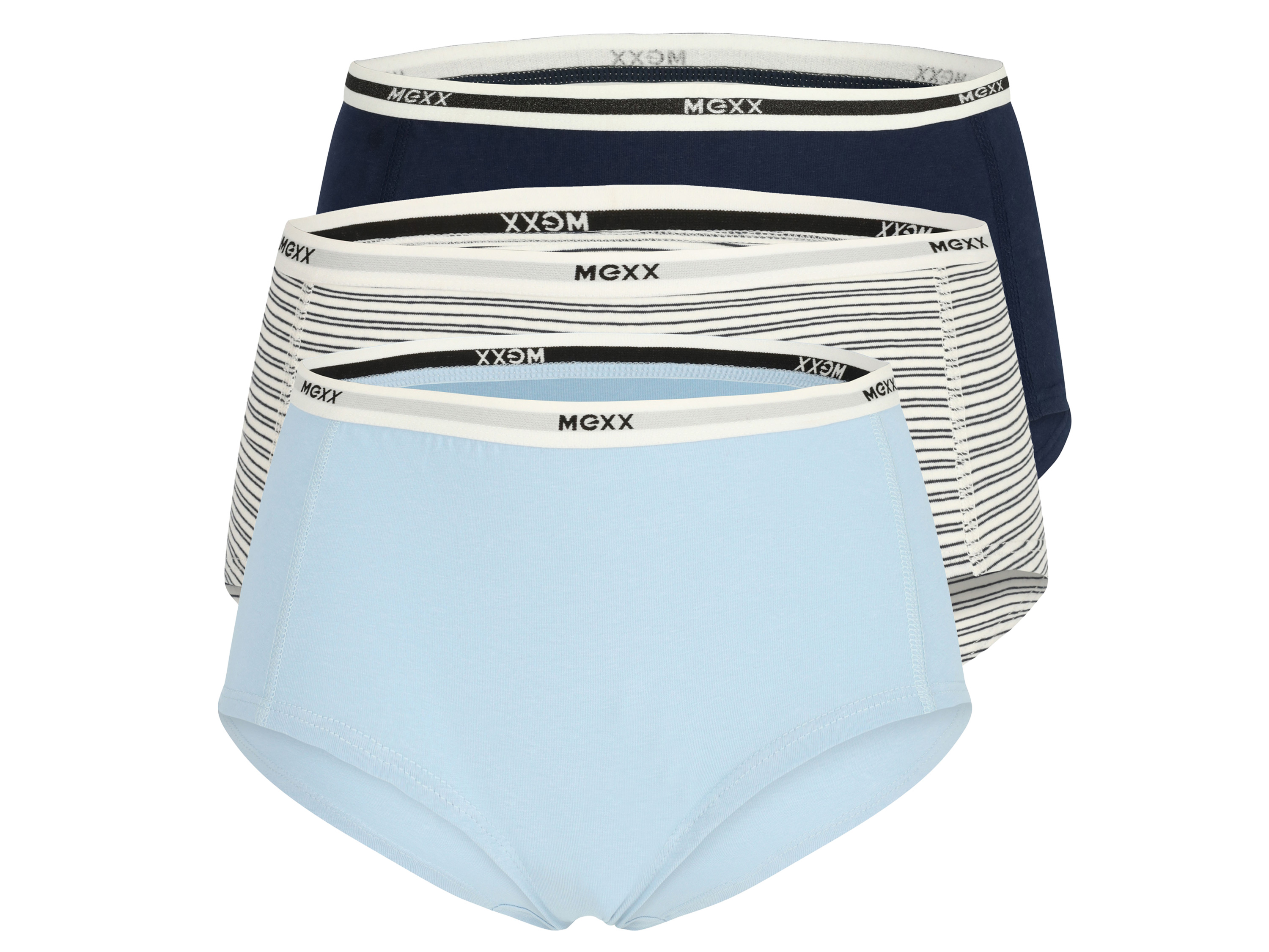 MEXX 3 paar dames hipsters (M, blauwgrijs/marineblauw)