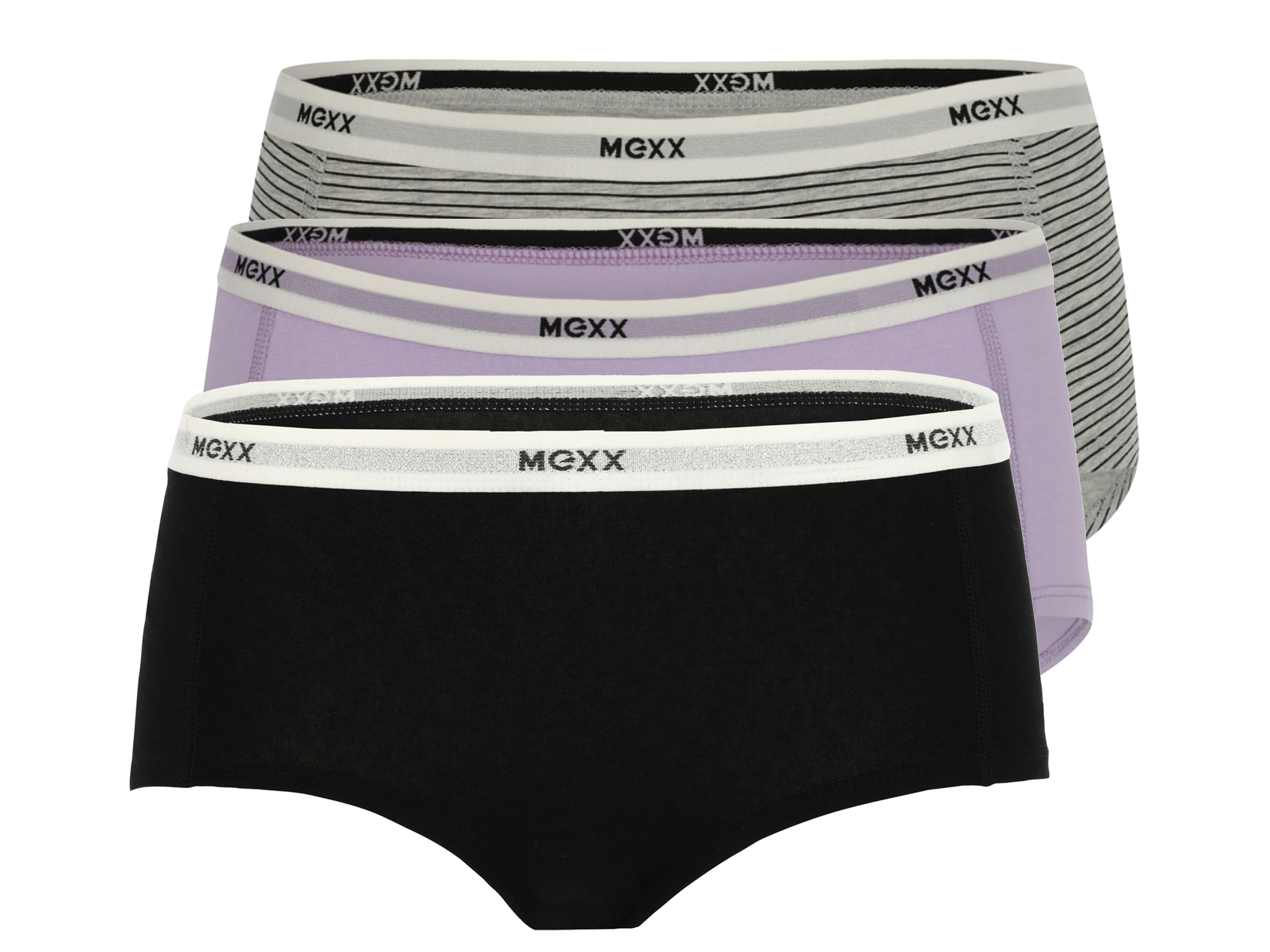 MEXX 3 dames hipsters (M, Zwart/lila/grijs)