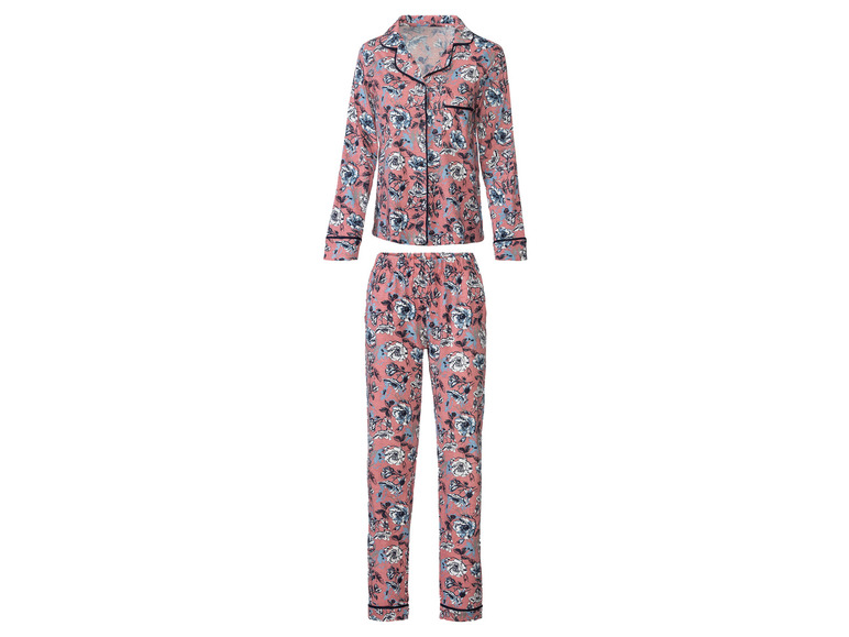 esmara Dames flanellen pyjama (XS (32/34), Bloemen/roze)