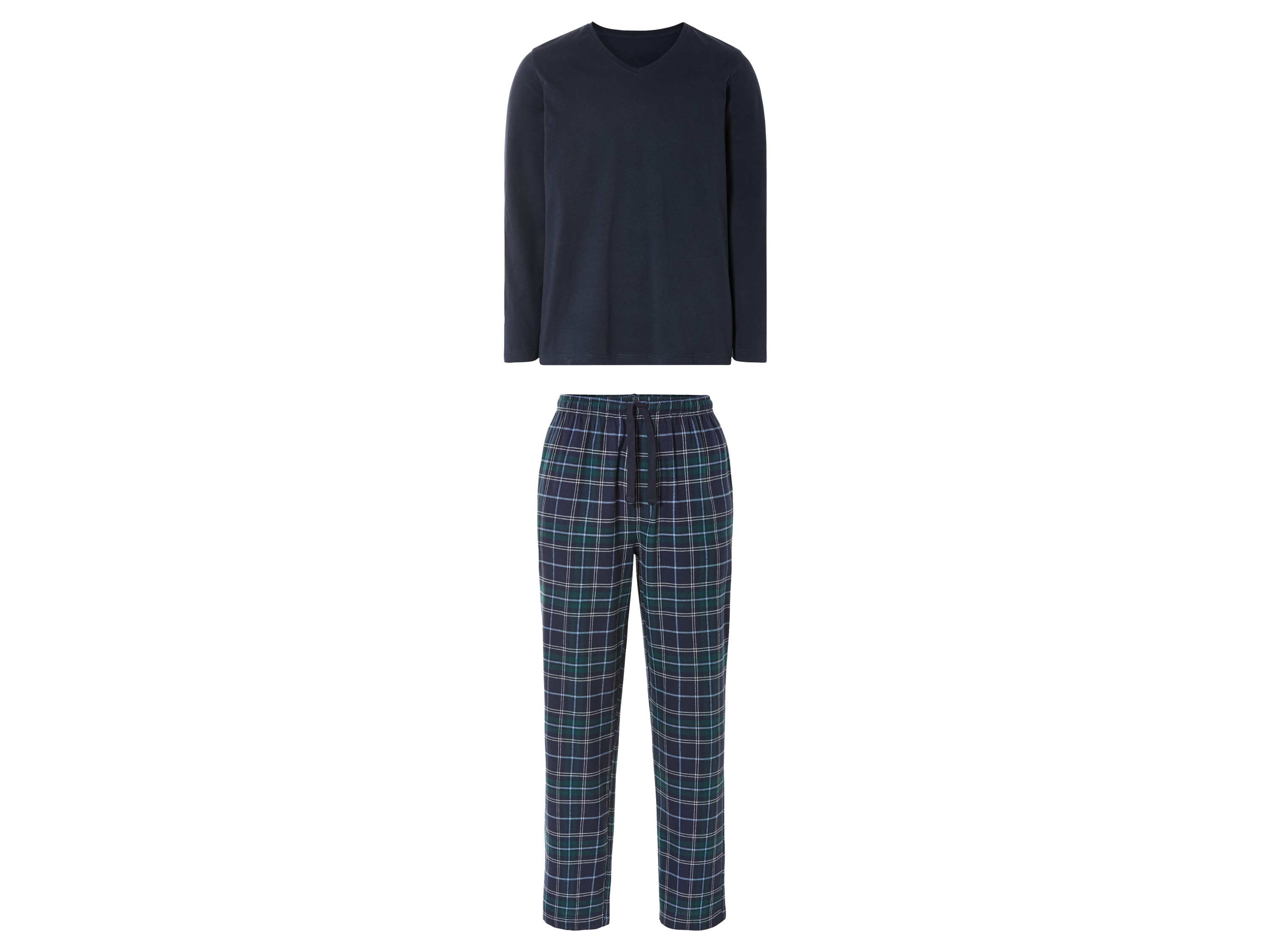 LIVERGY Heren flanellen pyjamabroek (S (44-46), Donkerblauw/groen)