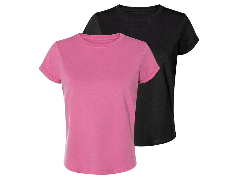 esmara 2 dames-T-shirts (L (44/46), Zwart/roze)