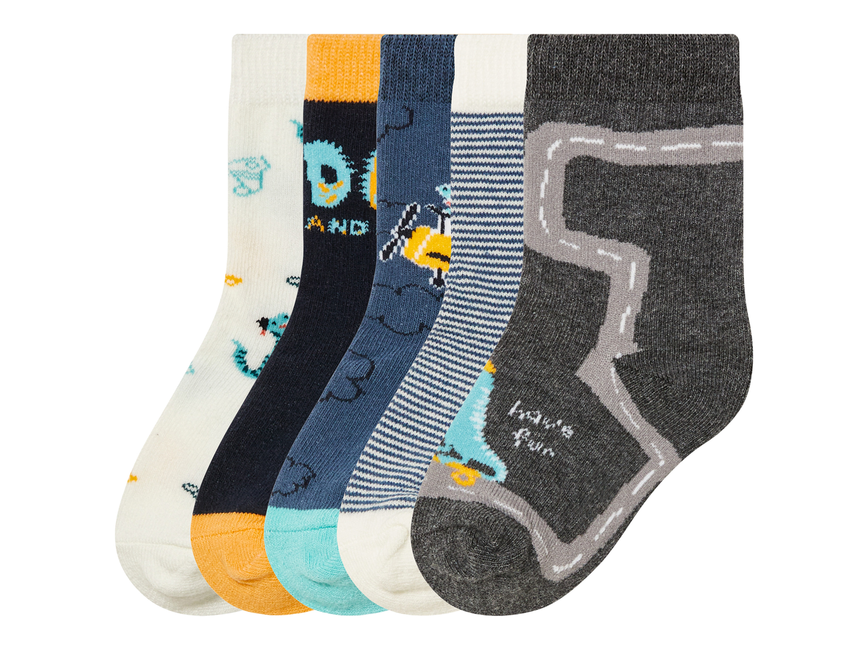 lupilu 5 paar kinder sokken (27-30, Crèmewit/navy/blauw/grijs)