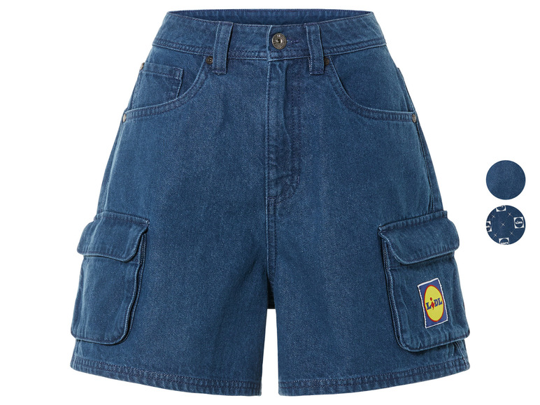 Ga naar volledige schermweergave: esmara® Dames jeansshort met Lidl-print - afbeelding 1