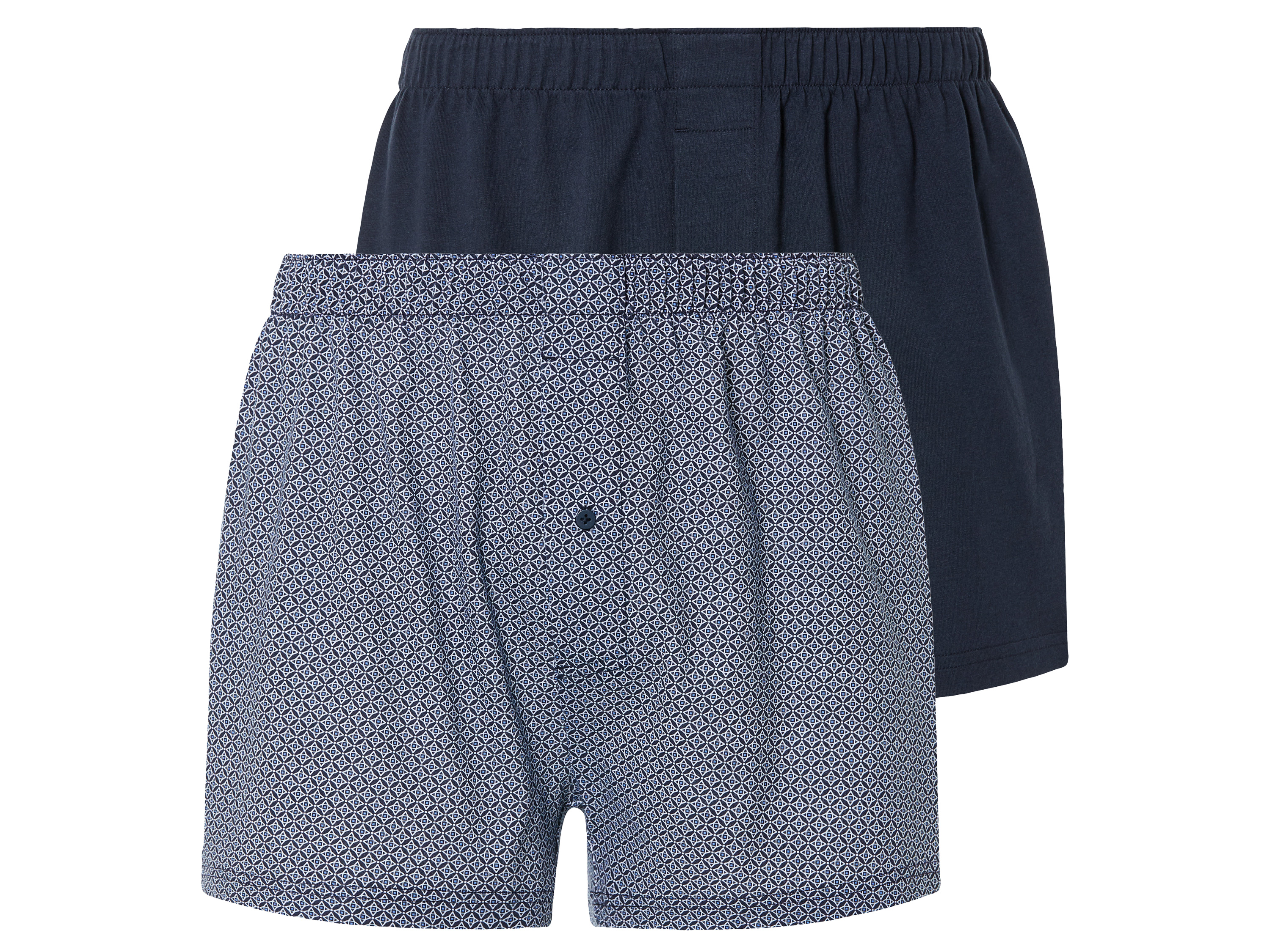 LIVERGY 2 heren boxers (L, Patroon/marineblauw)