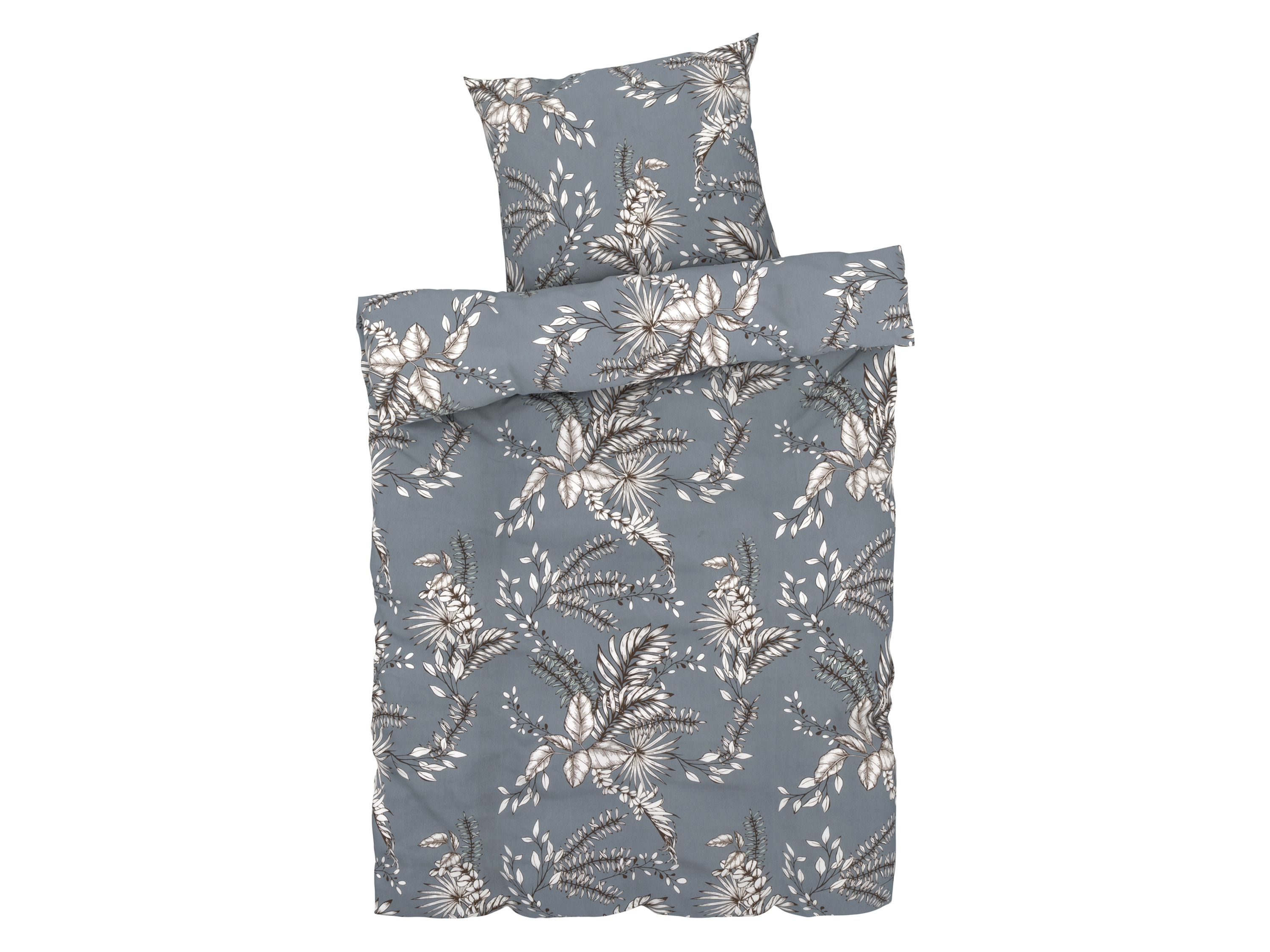 LIVARNO home Renforcé omkeerbaar beddengoed 140 x 200 cm (Bloemen/wit/blauw)