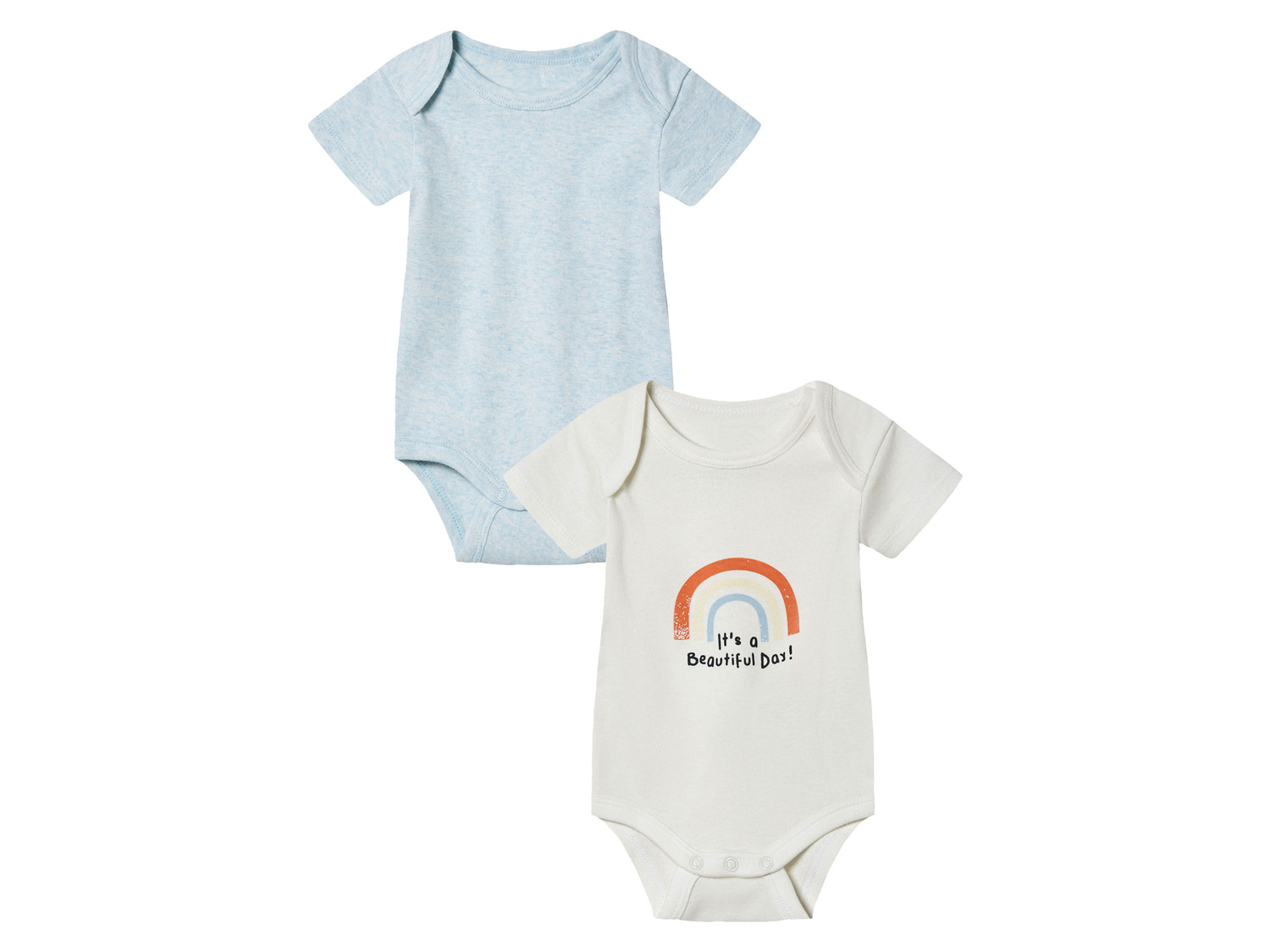 lupilu 2 stuks baby rompertjes (62-68, Blauw-wit)