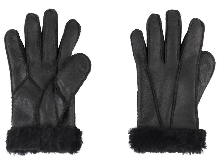 esmara Dames lamsvel handschoenen (7,5, Zwart)