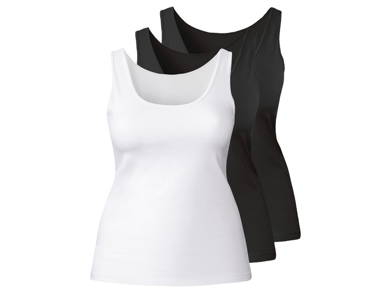 esmara Dames onderhemden, 3 stuks, XL (48/50) - (XL (48/50), Zwart/wit)
