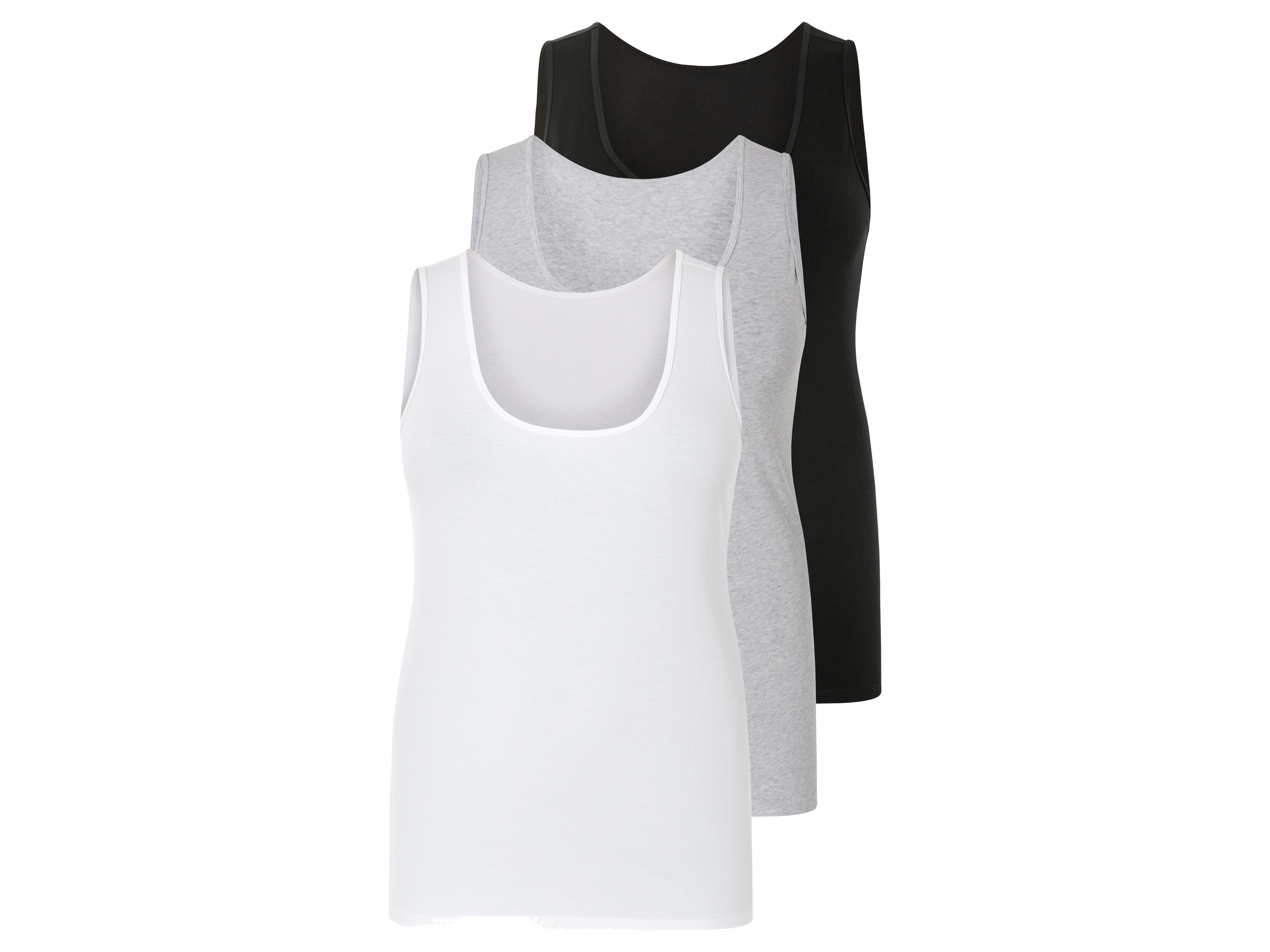 esmara Dames tanktop 3 stuks (XXXL (56/58), Zwart/grijs/wit)