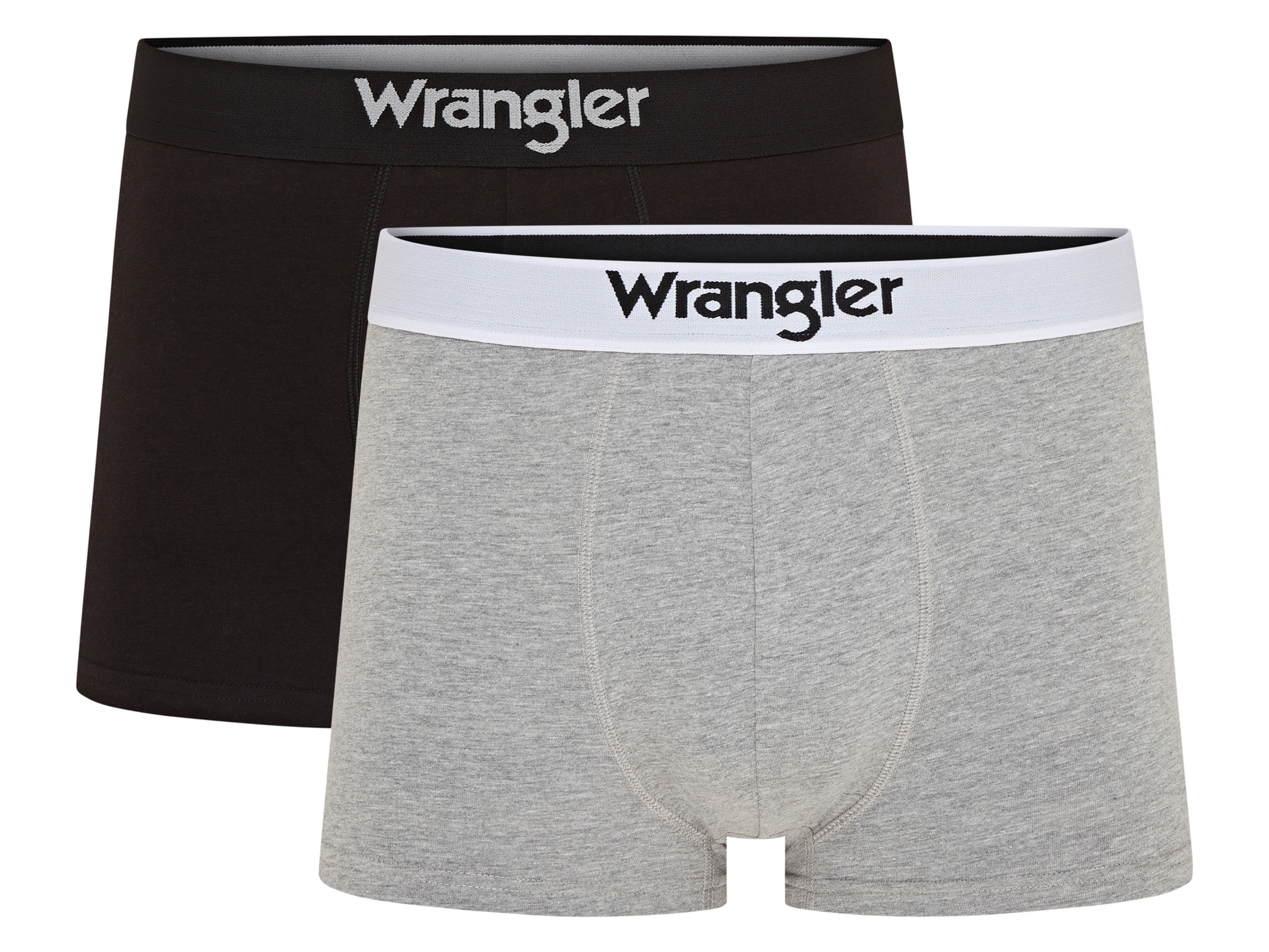 Wrangler 2 heren boxers (XL, Zwart/grijs)