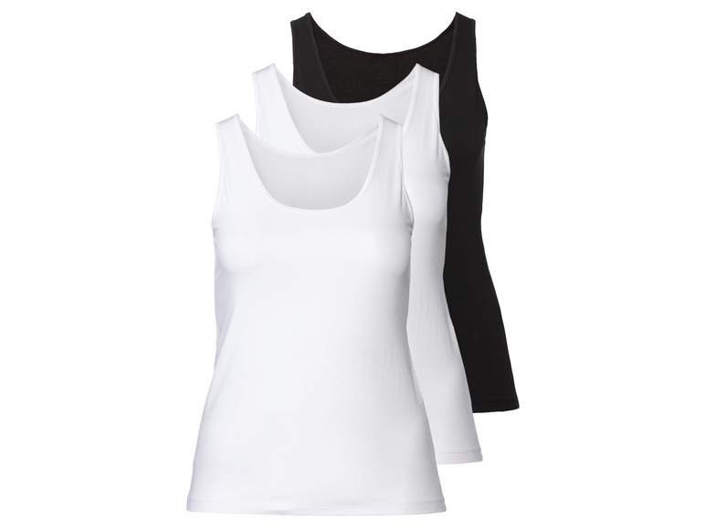 esmara 3 dames onderhemden (XL (48/50), Zwart/lichtgrijs)