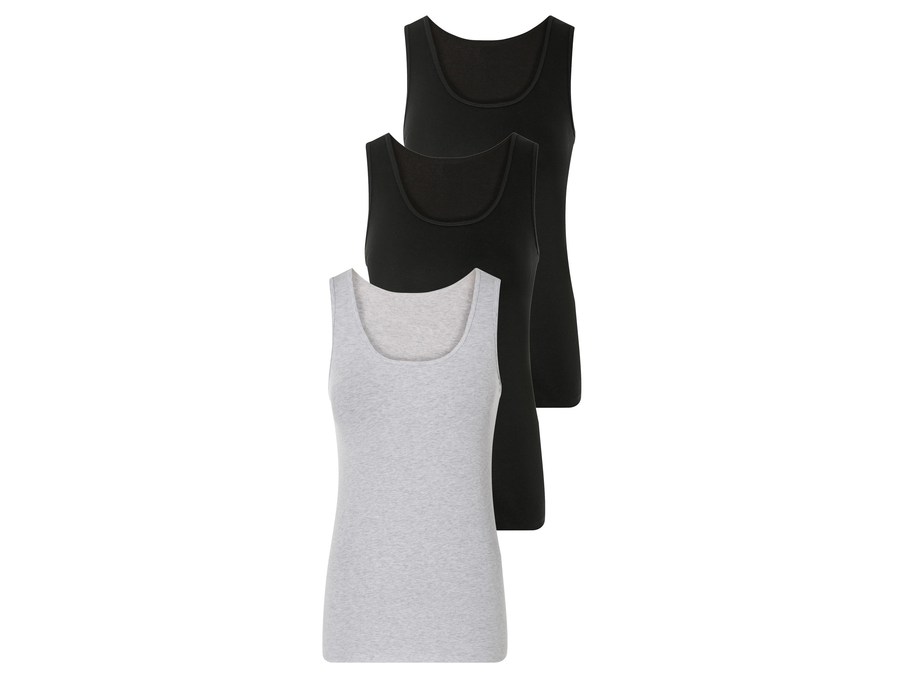 esmara Dames tanktop 3 stuks (S (36-38), Zwart/grijs)