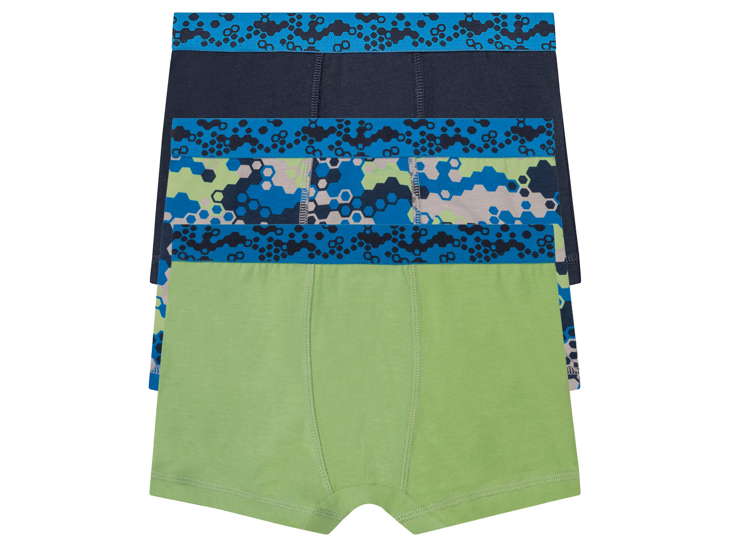 pepperts! 3 jongens boxers (146/152, groen/blauw/patroon)