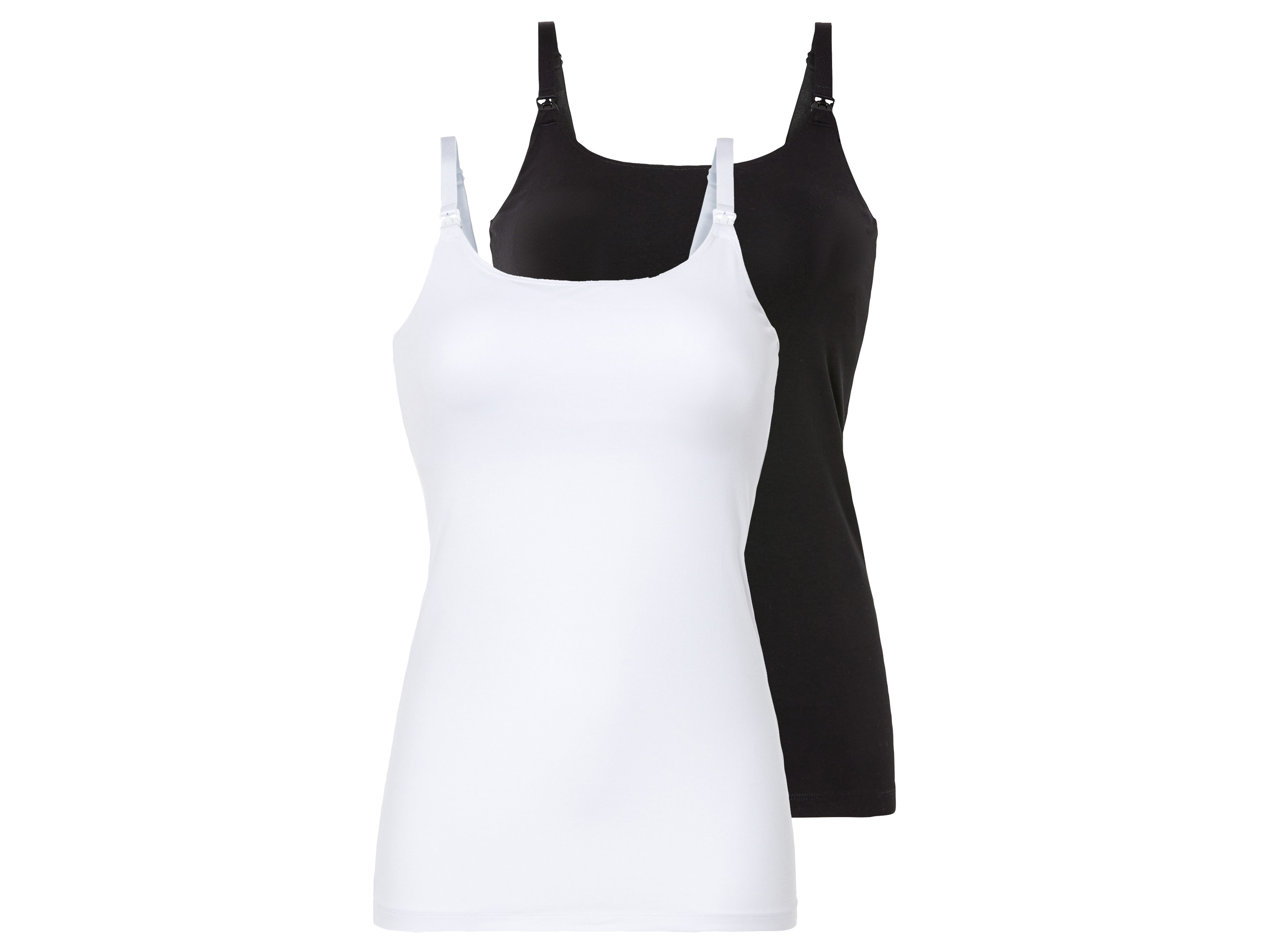 esmara 2 dames voedings-tops (M (40/42), Zwart/wit)