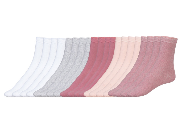 esmara 20 paar dames sokken (35-38, wit/roze/grijs)
