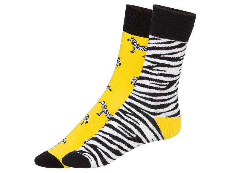 2 paar sokken (43-46, Geel/zwart zebra)