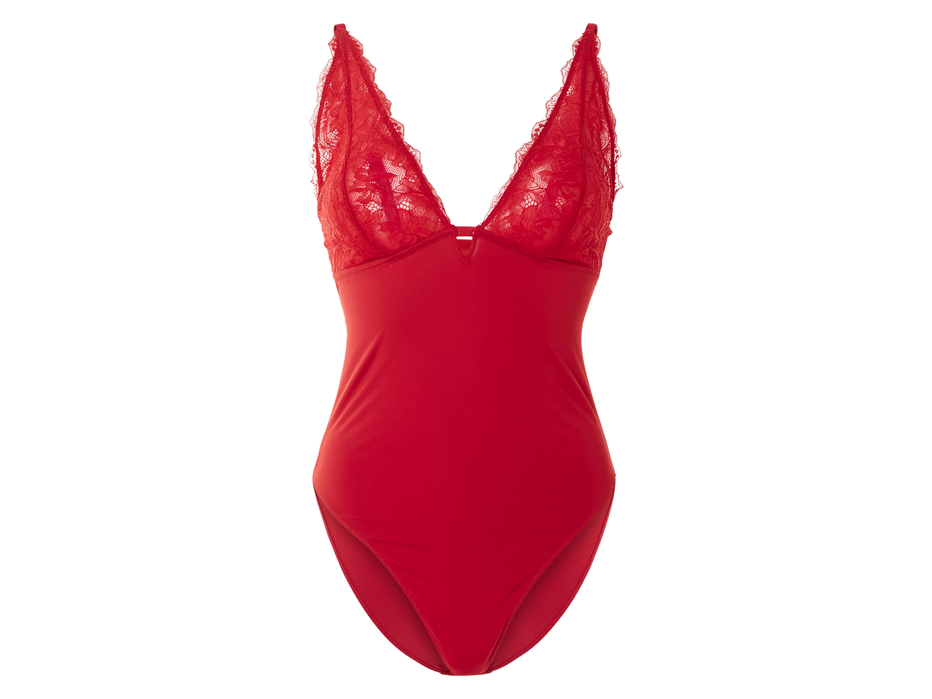 esmara Dames kanten body (L (44-46), Rood)