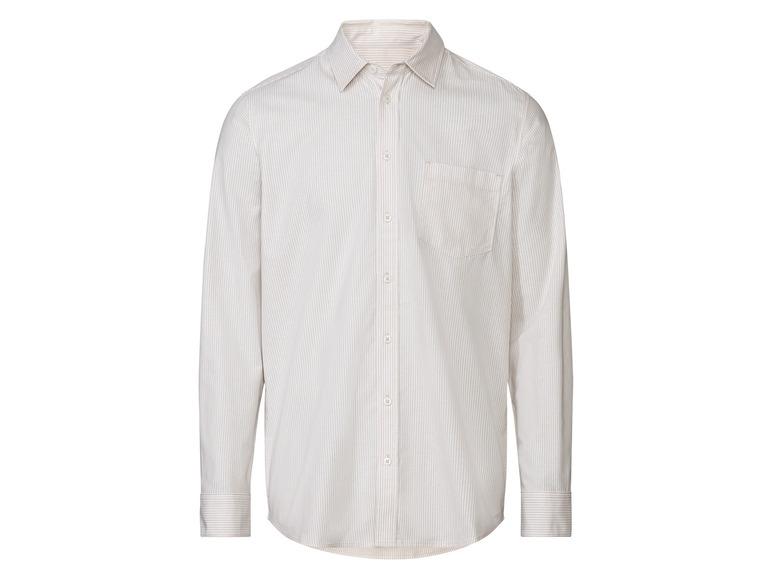 Heren casual shirt (XL (43/44), Beige/wit)