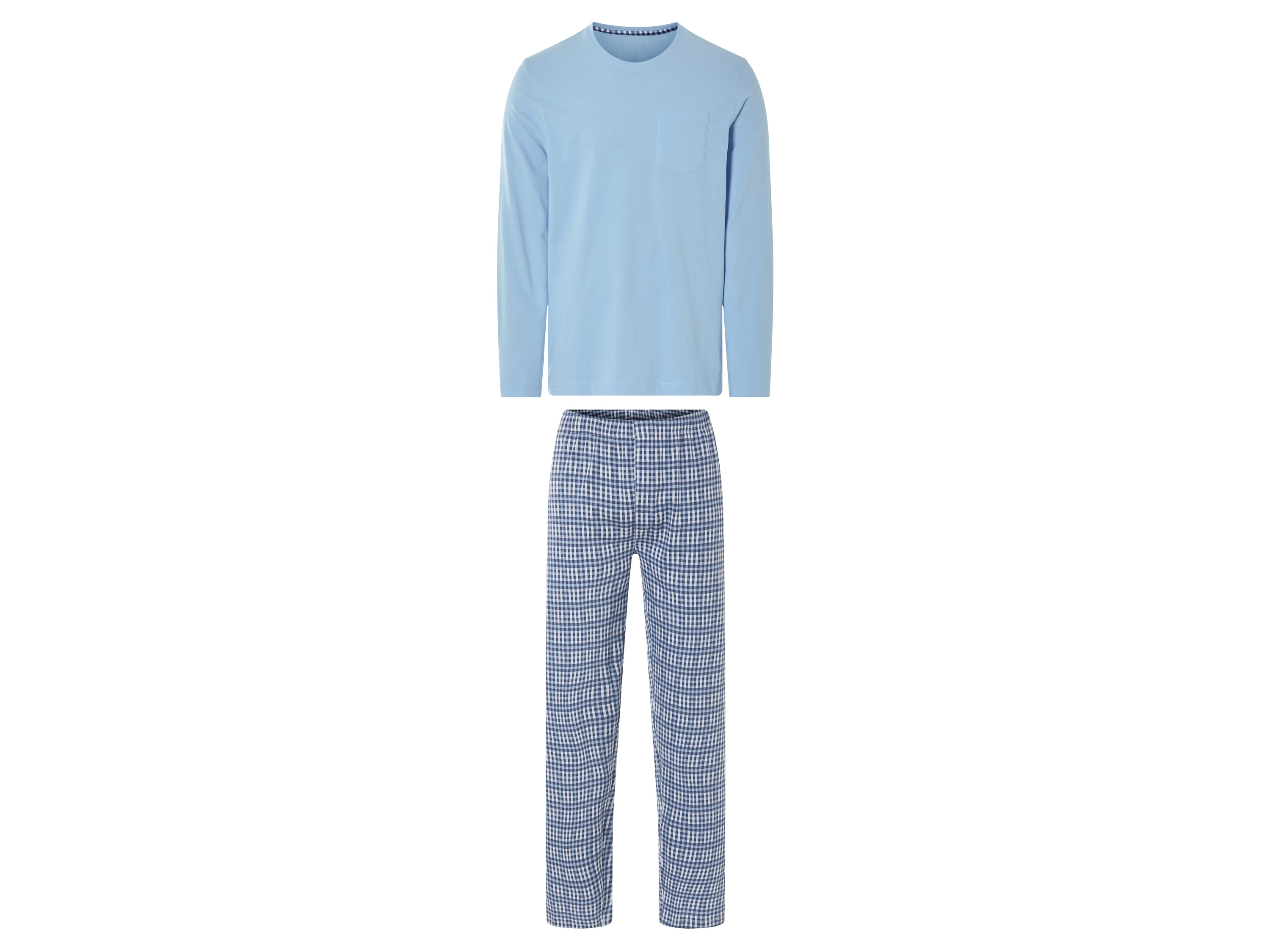 LIVERGY Heren pyjama (Geruit blauw, L (52/54))