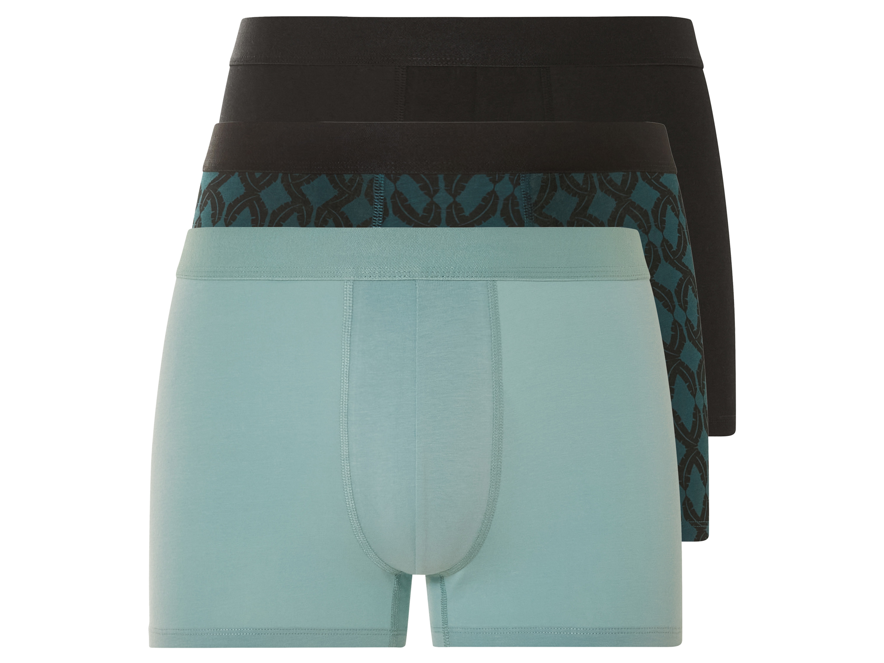 LIVERGY Heren boxershorts 3 stuks (M, Zwart/groen)