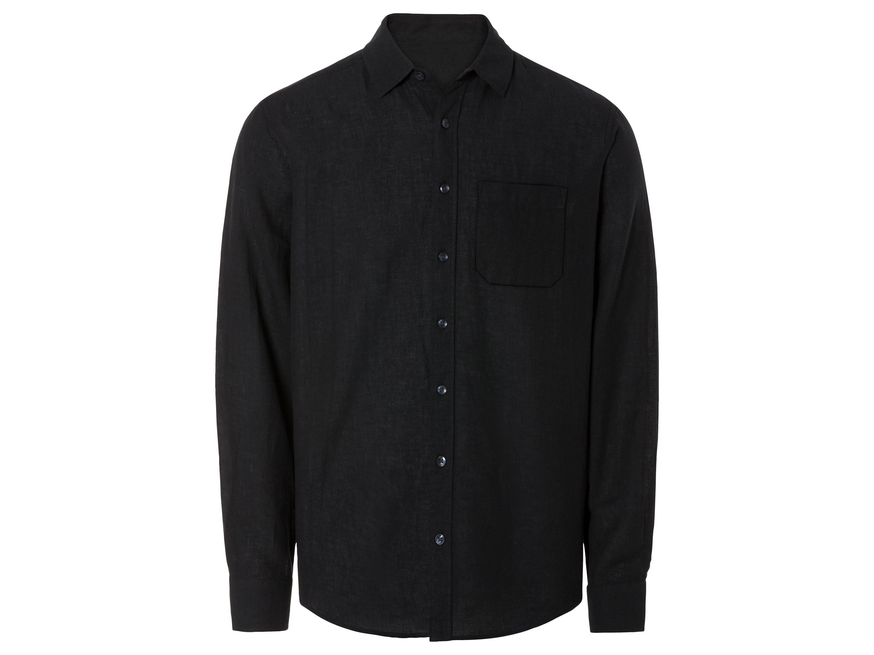 LIVERGY Heren linnen overhemd (XL (43/44), Zwart)