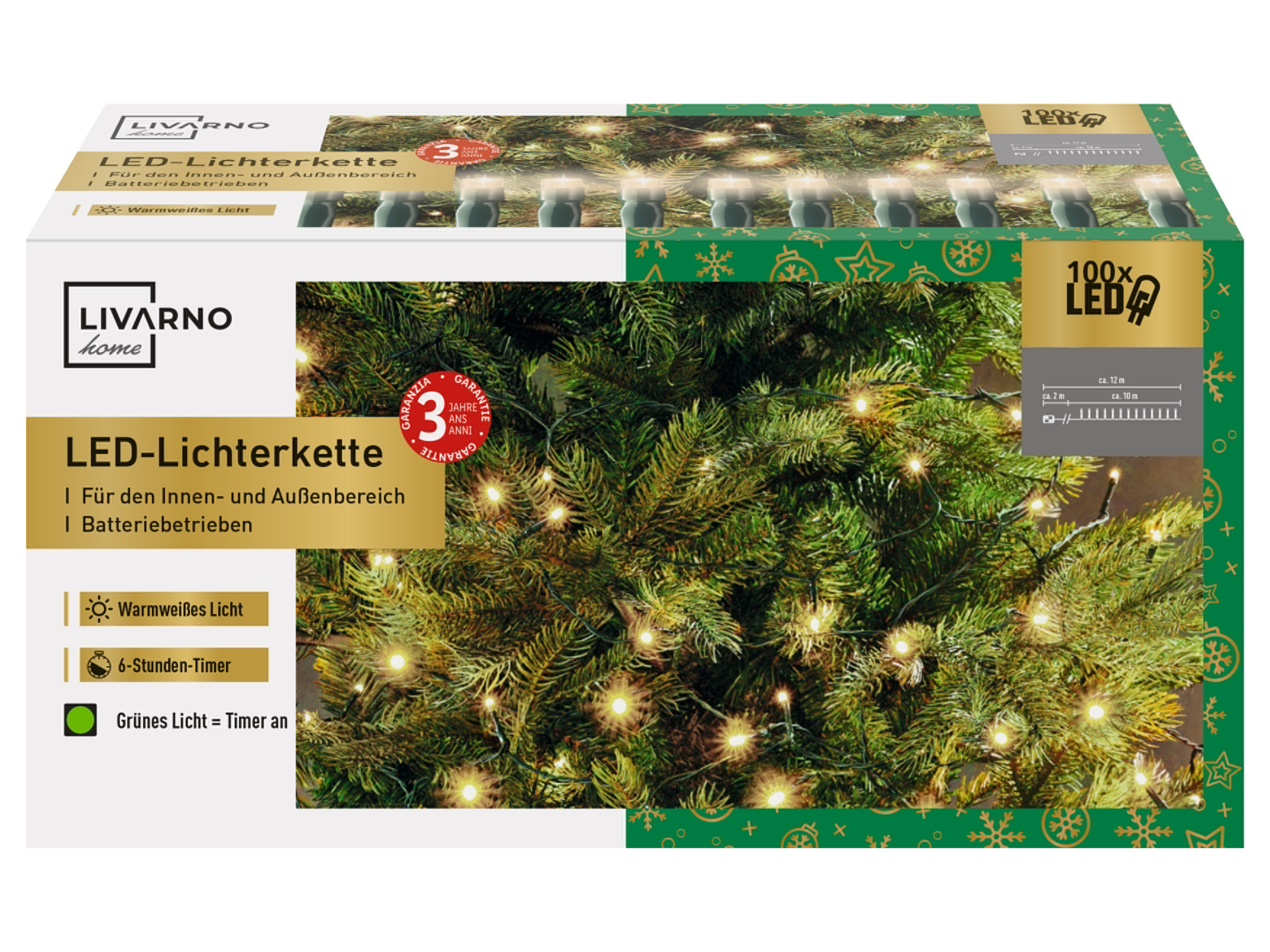 LIVARNO home LED-lichtketting 12 m (Met batterijen)