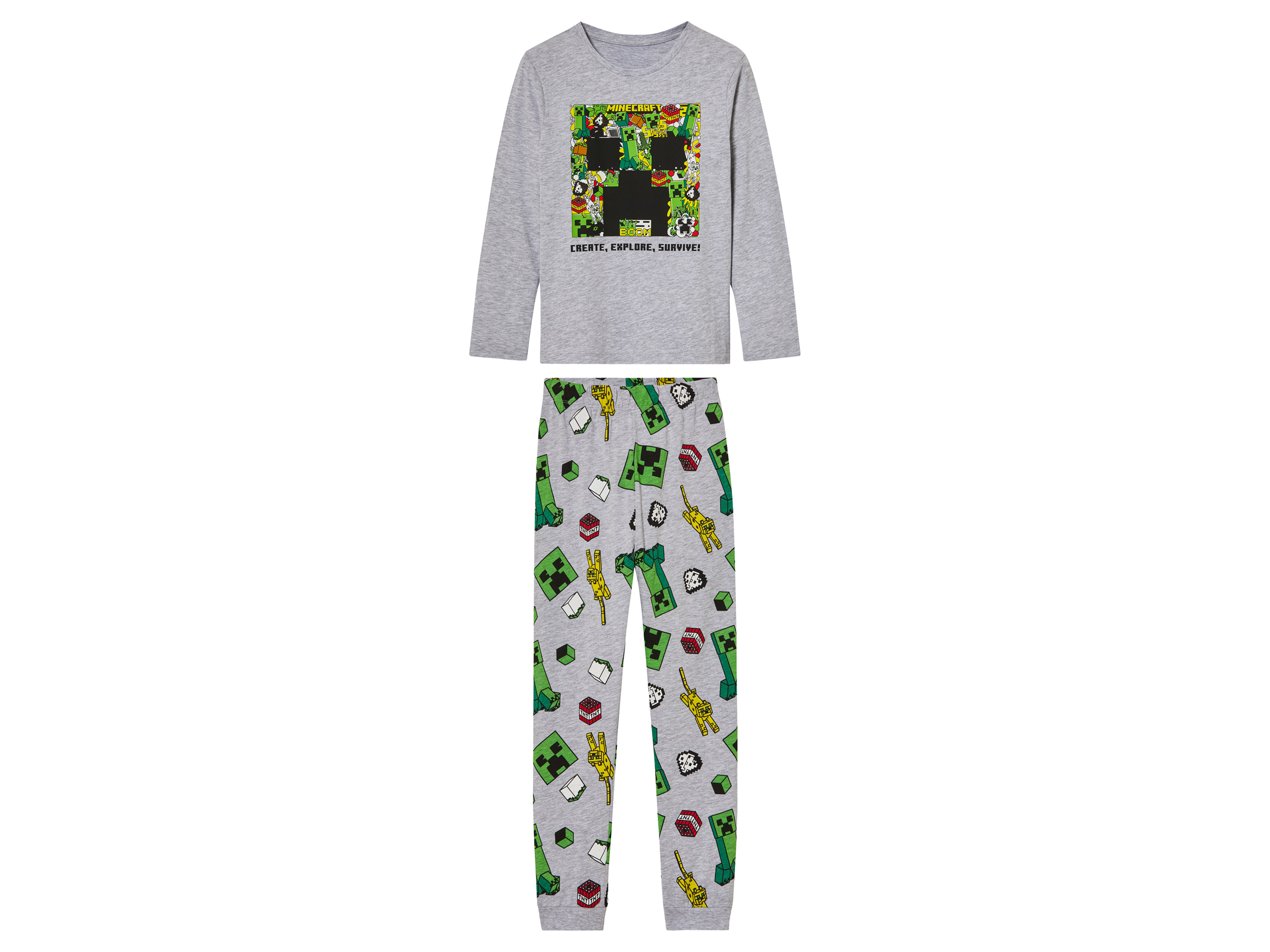 Minecraft Kinder pyjama (Grijs, 122/128)