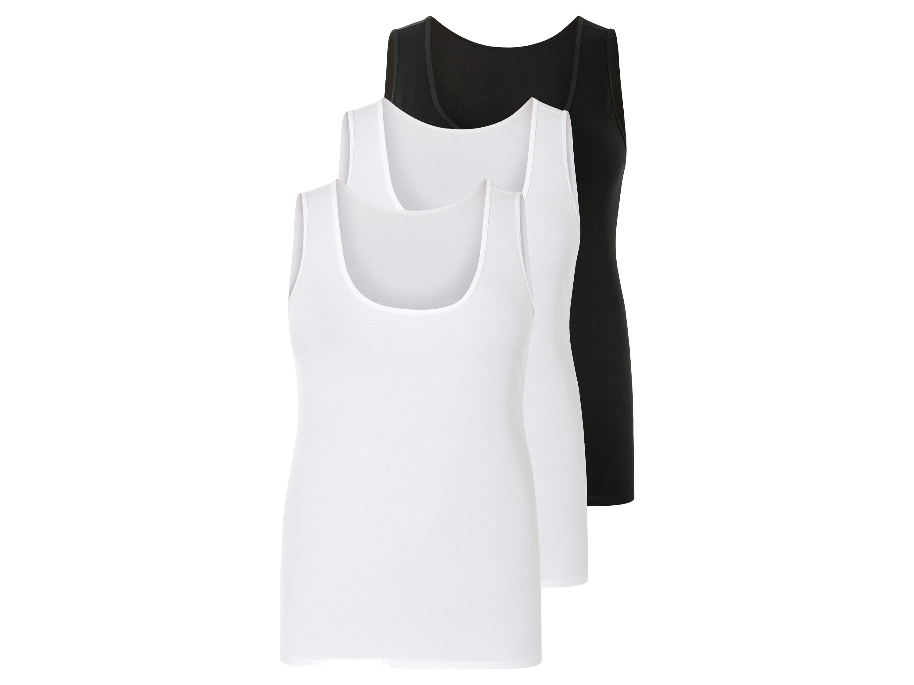 esmara Dames tanktop 3 stuks (XXXL (56/58), Zwart/wit)