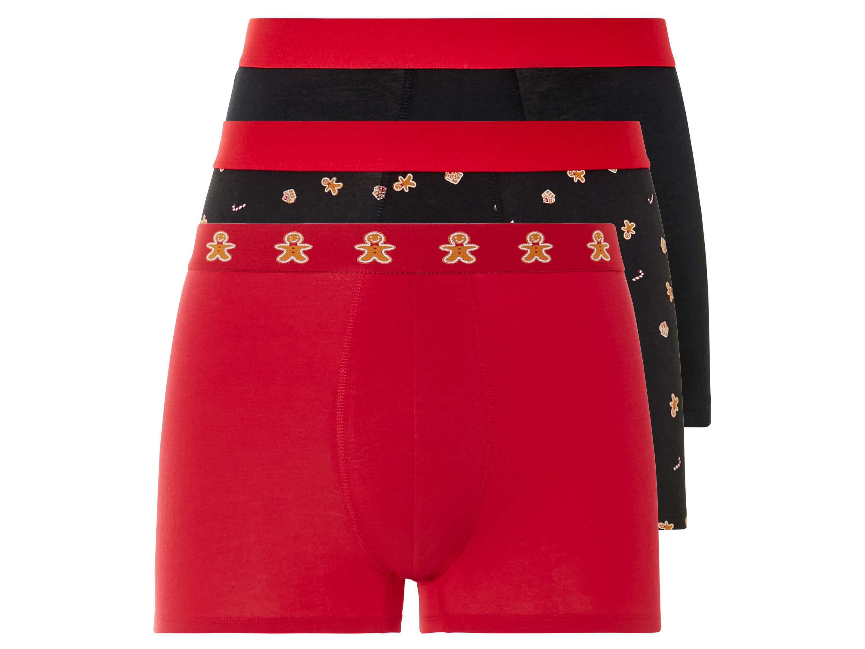 LIVERGY Heren boxershorts 3-pack (M, Zwart/rood)