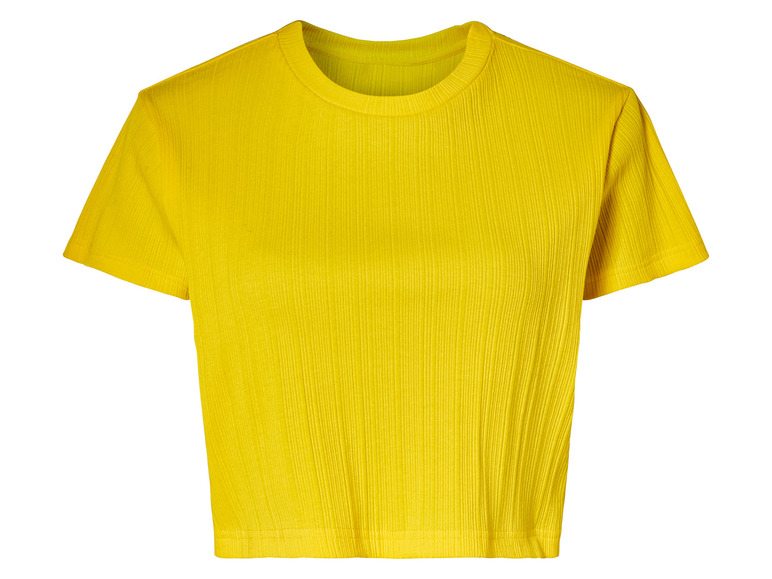 esmara Geribbeld crop shirt (XS (32/34), Geel)