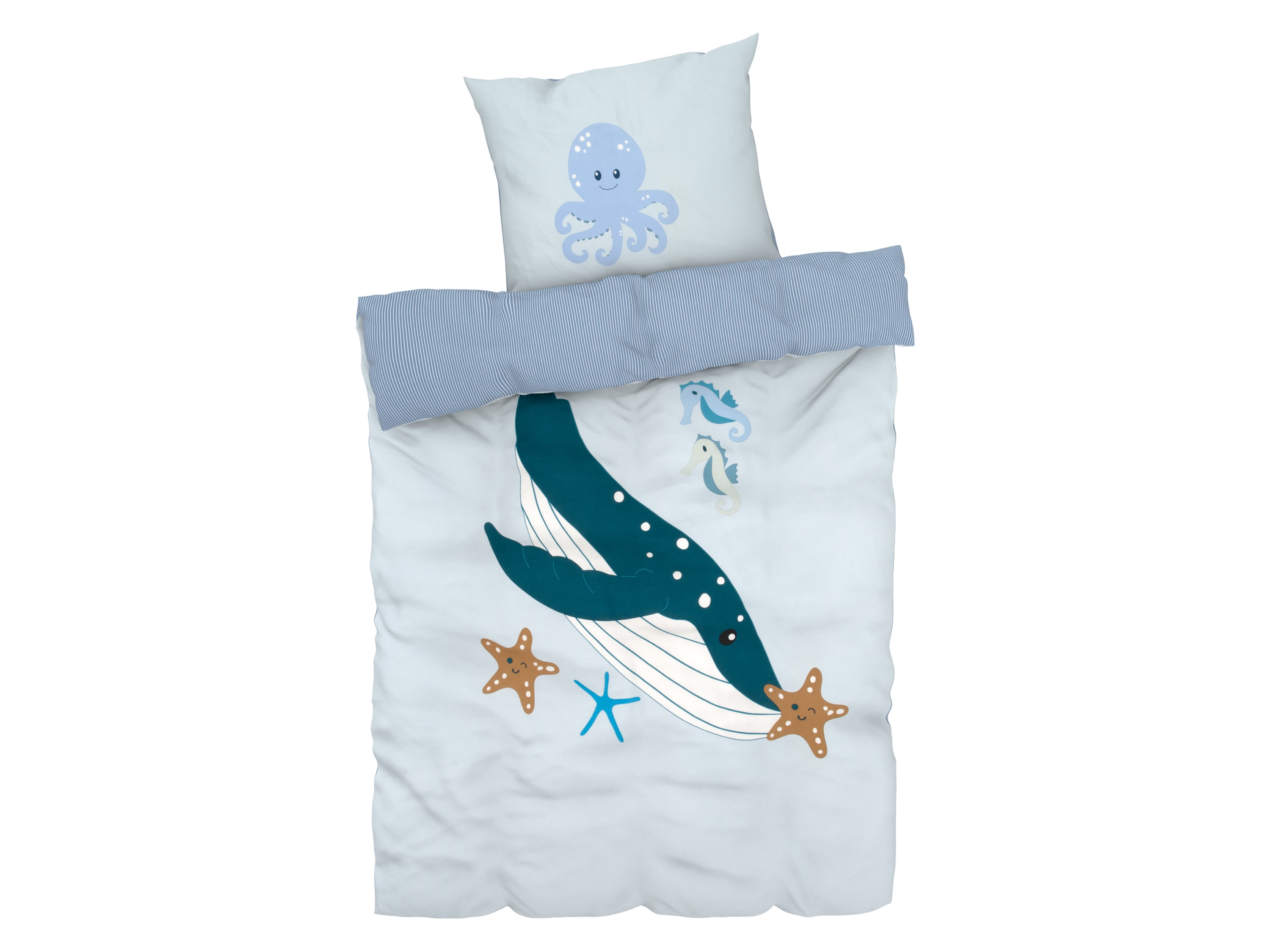 LIVARNO home Kinder dekbedovertrek 140 x 200 cm (Walvis blauw)