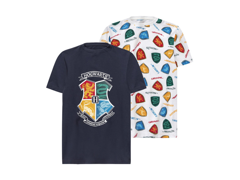 2 jongens t-shirts (134/140, Donkerblauw/wit)