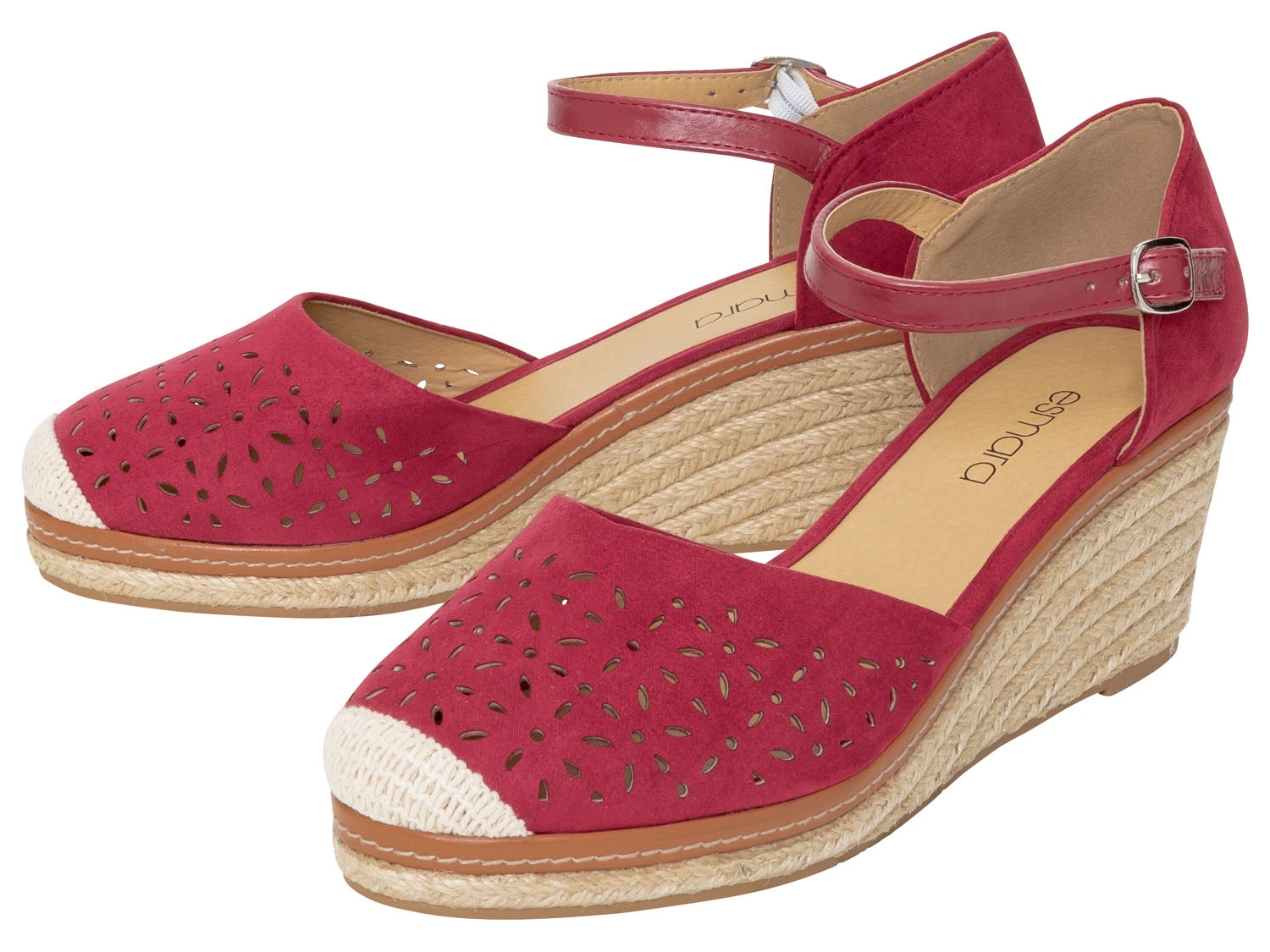 esmara Dames sleehak-sandaal, zomerse bast-look (Rood, 38)