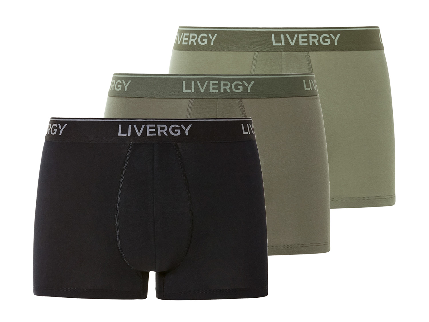 LIVERGY 3 heren boxers (XXL, donkergrijs/olijf/groen)