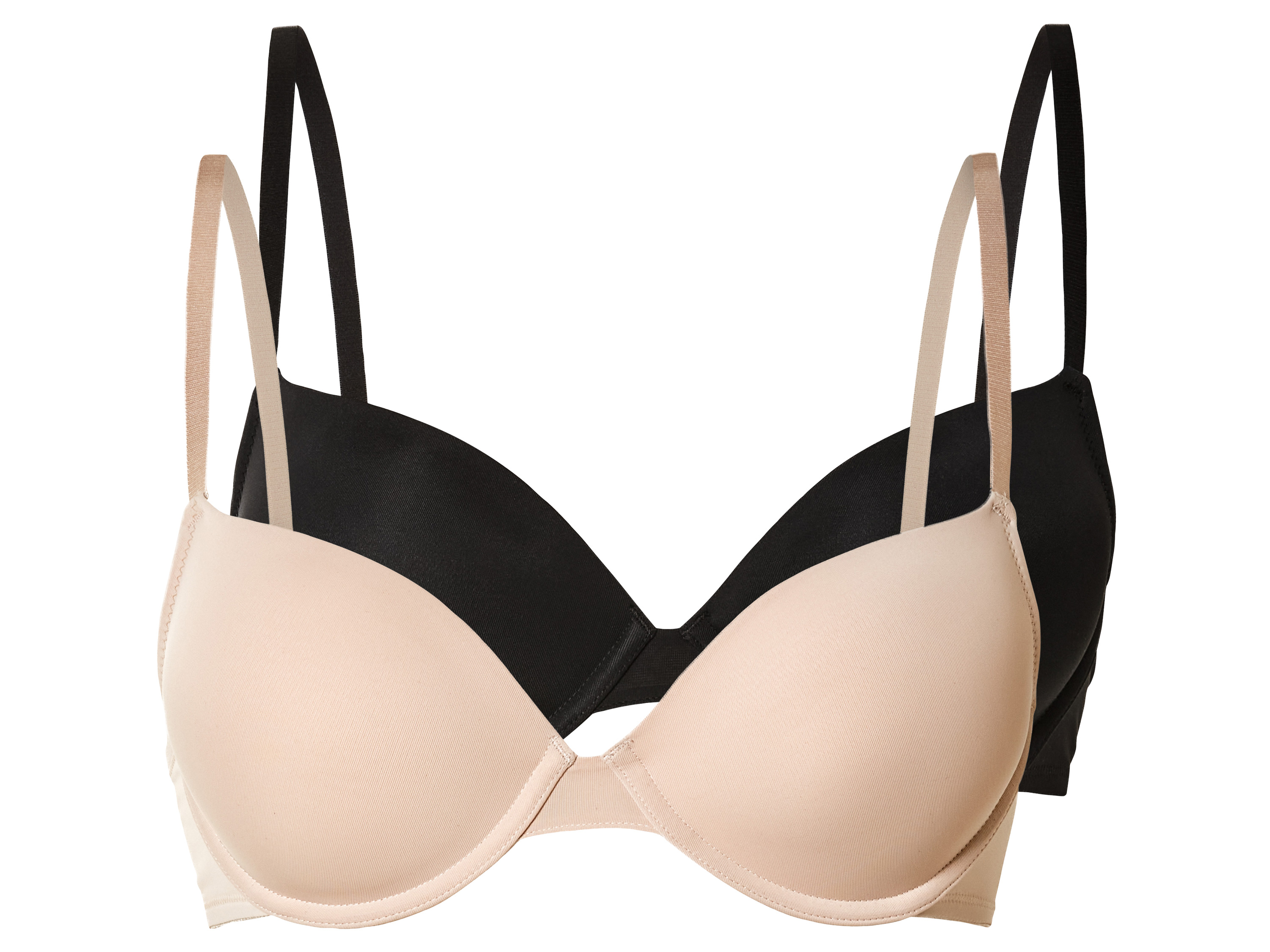 esmara 2 dames beugel-bh&apos;s (80B, Zwart/beige)