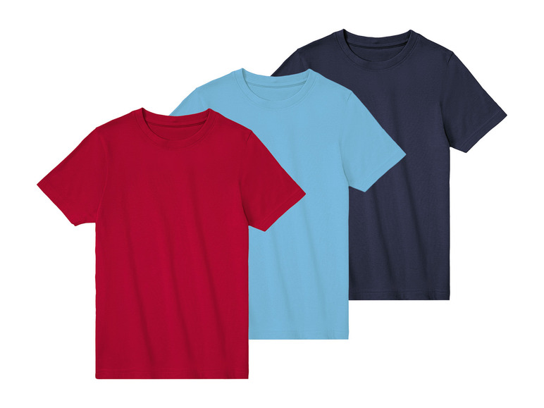 pepperts! Kinderen jongens T-shirts, 3 stuks, met (158/164, Rood/Marineblauw/Blauw)