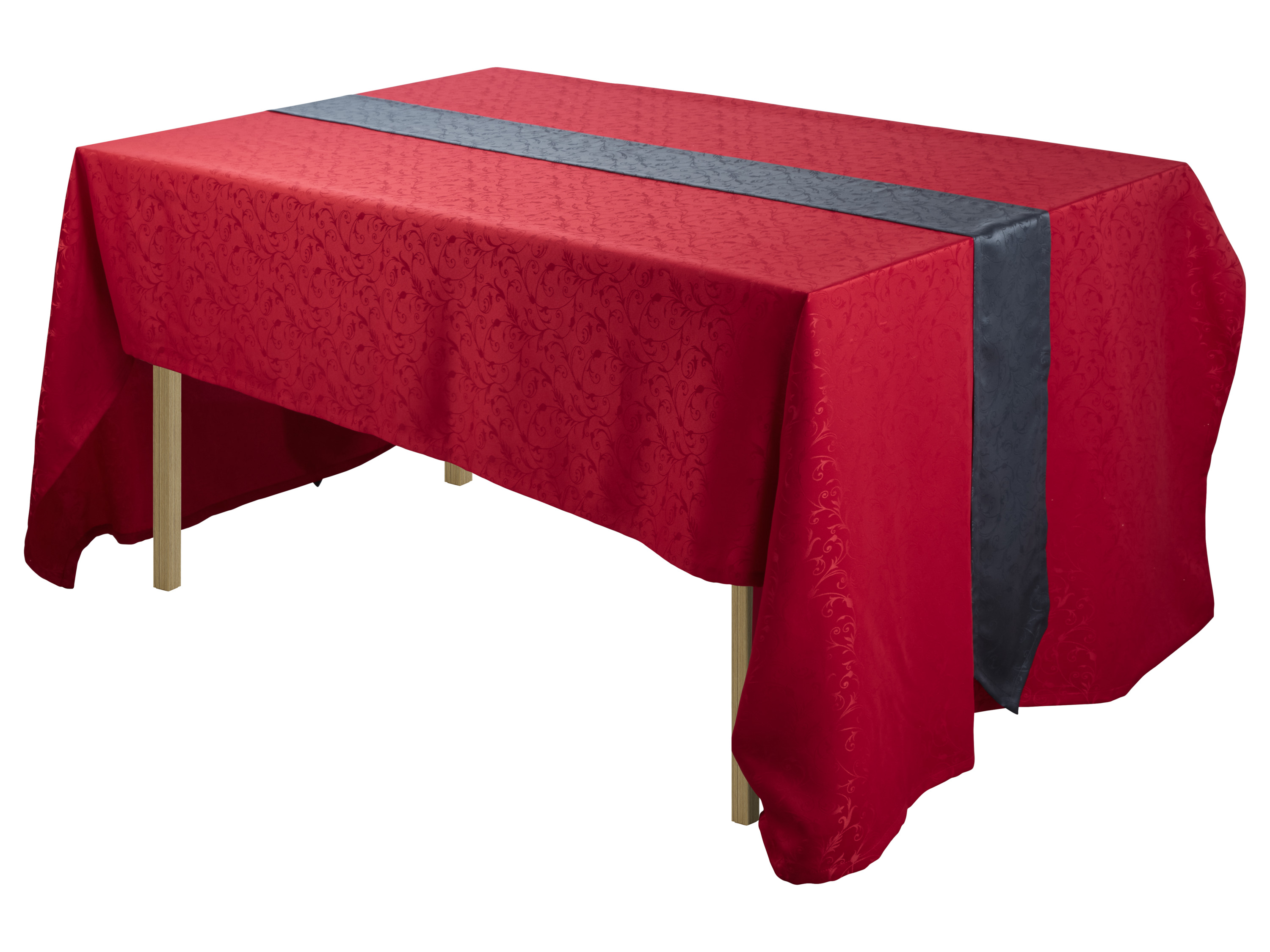 LIVARNO home Jacquard tafelkleed, 2-delig (eckig (150x280cm + 20x280cm), Rood/grijs)