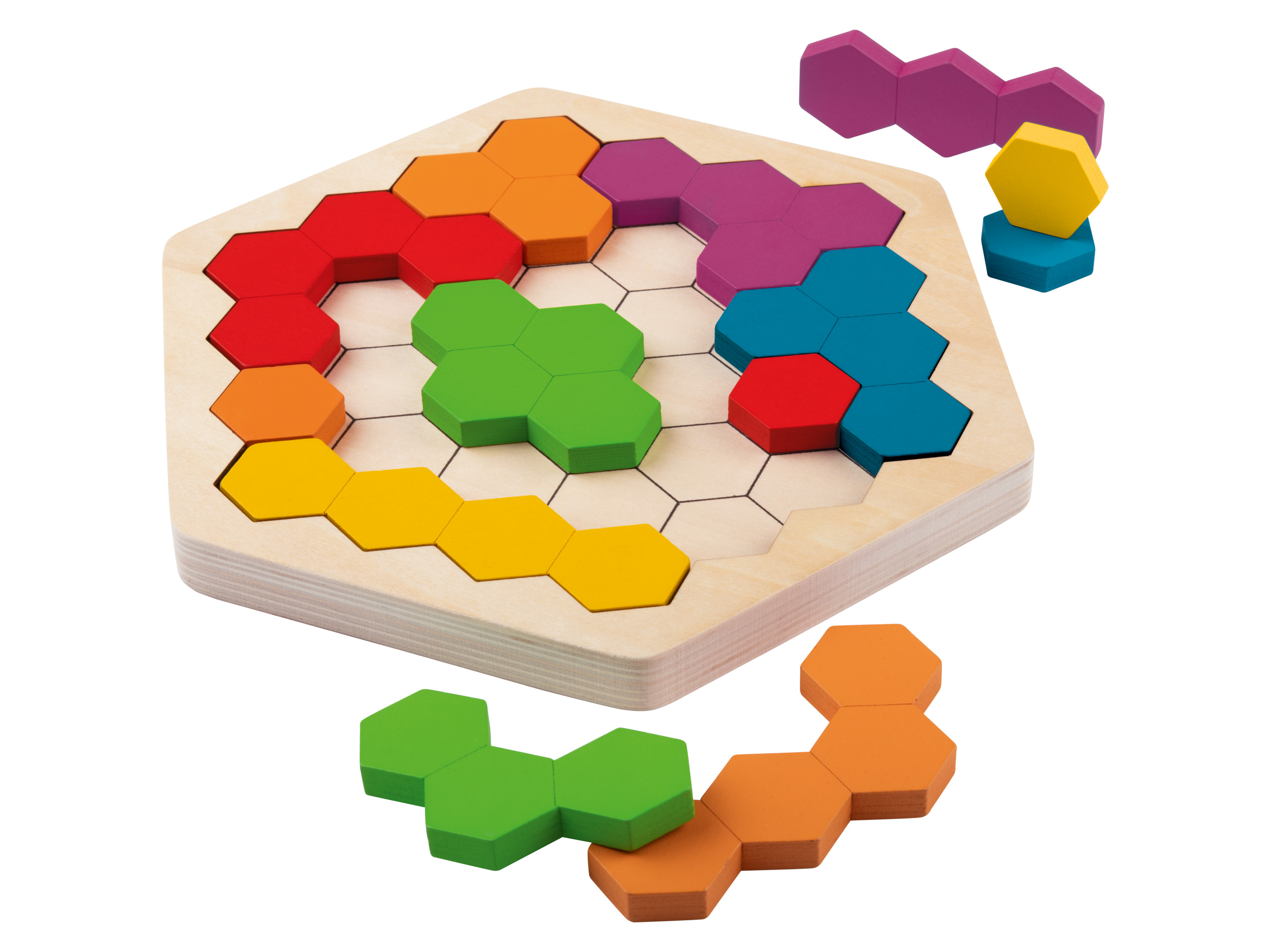 Playtive Houten Montessori puzzel (Hexagon puzzel)