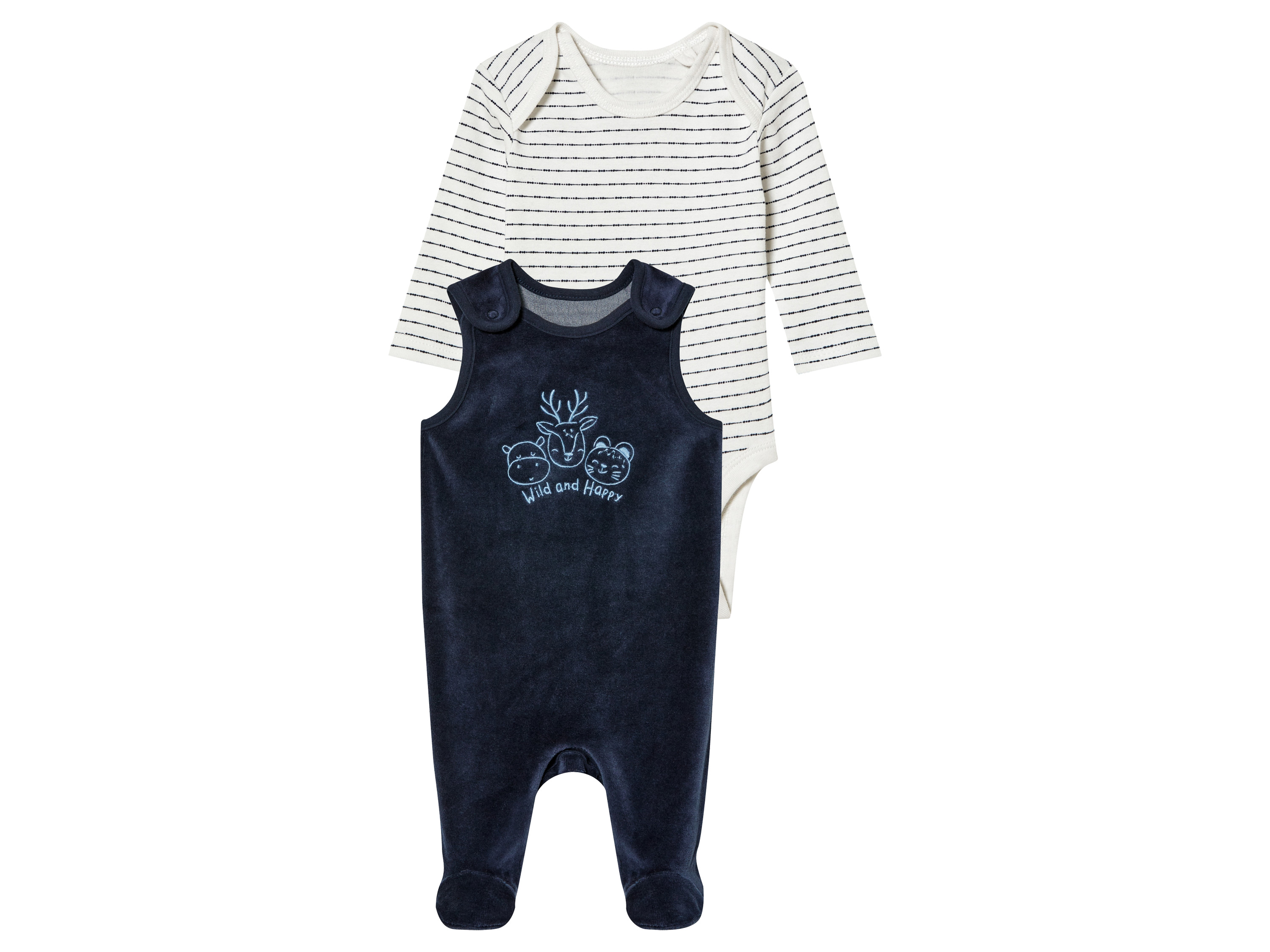 lupilu Babyset 2-delig (50/56, strepen wit/marine)