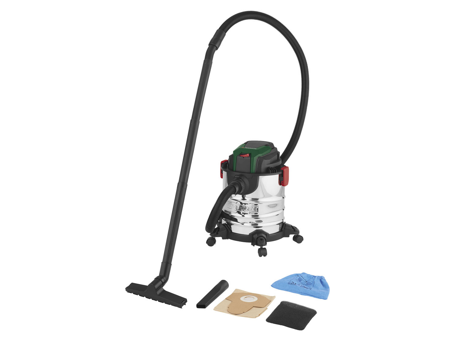 PARKSIDE Professioneel Nat-/droogzuiger - 25 Liter - Krachtige  multifunctionele stofzuiger - Extra stil - RVS Tank - 1400W - Nat en droog  - Waterzuiger - Alleszuiger - Bouwstofzuigers (25L) : : Casa e  cucina