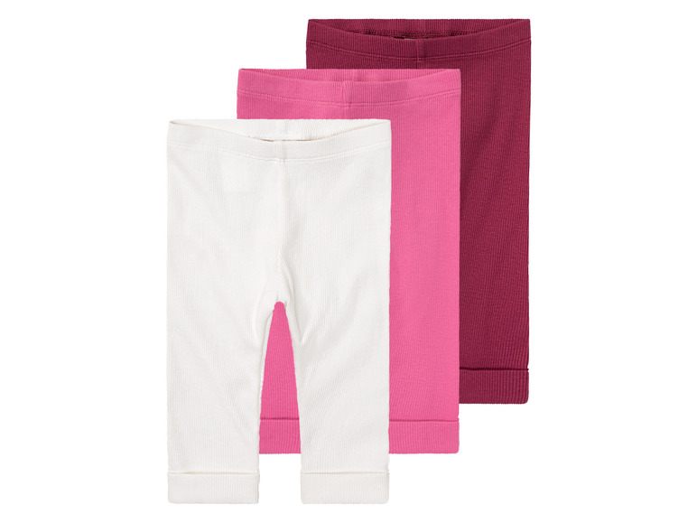 lupilu 3 baby leggings (86/92, Bordeaux/roze/wit)
